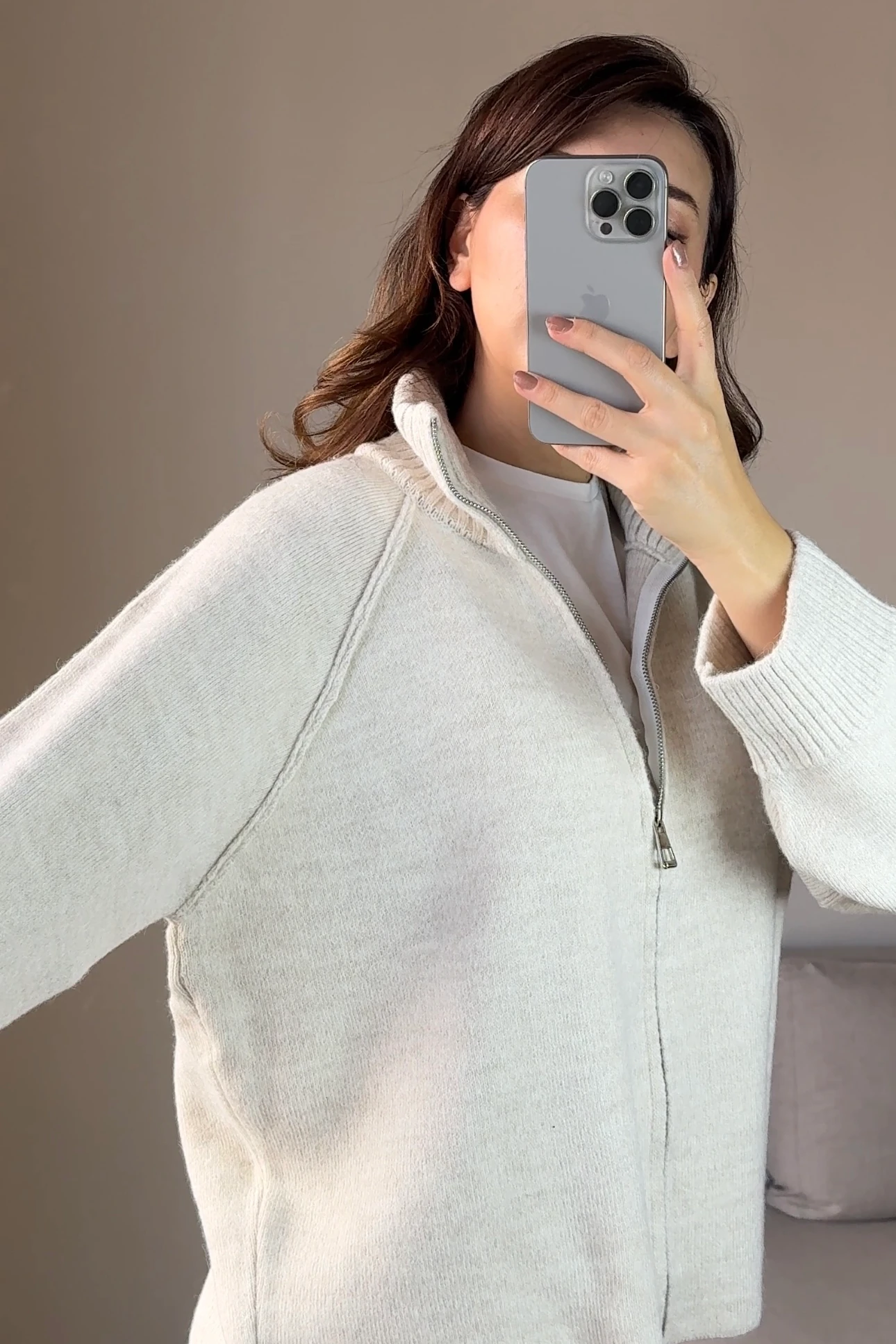 DİK YAKA FERMUARLI KALIN TRİKO HIRKA