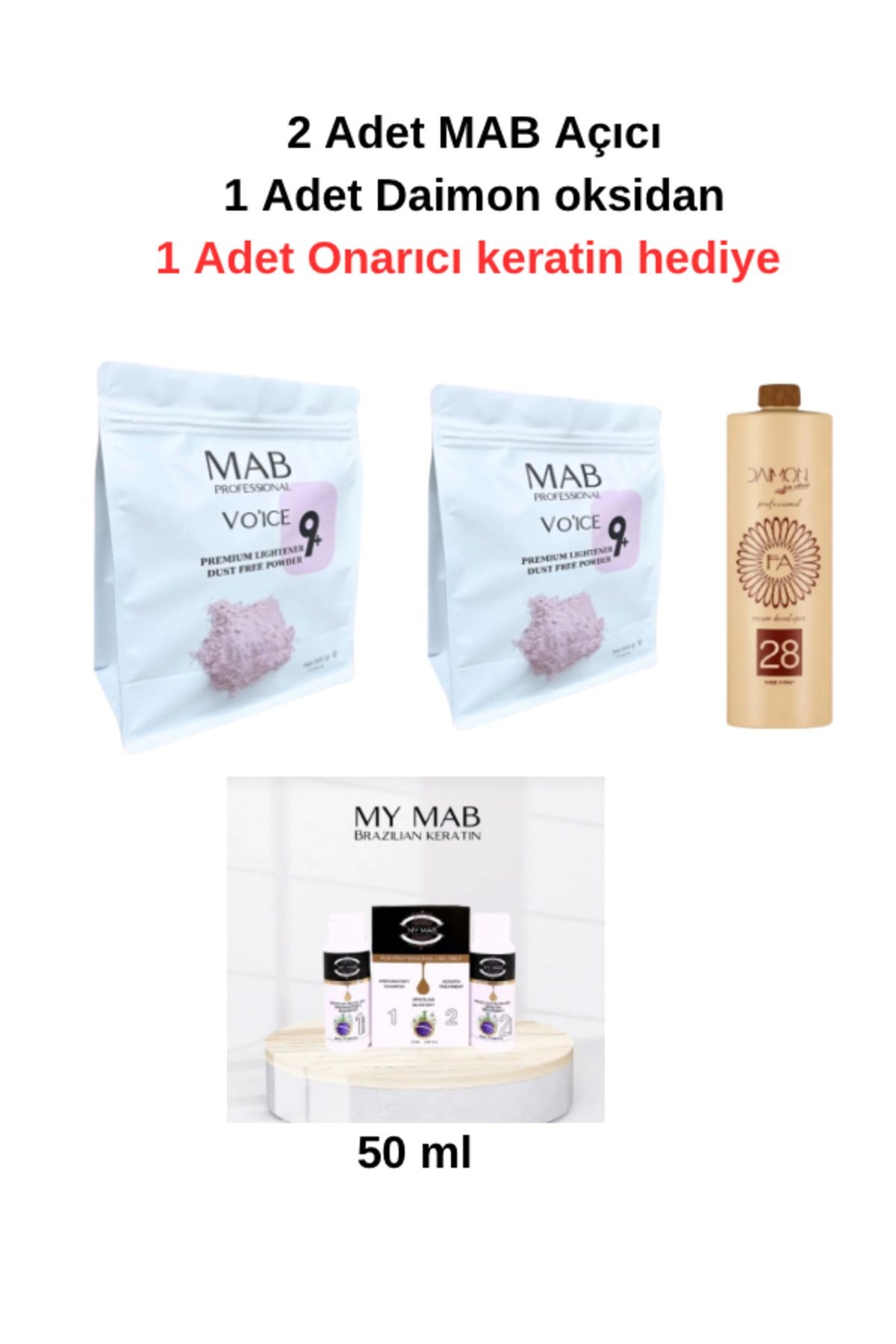 AÇICI 2 ADET / 1 ADET OKSİDAN / MAB KERATİN HEDİYE(50ml)