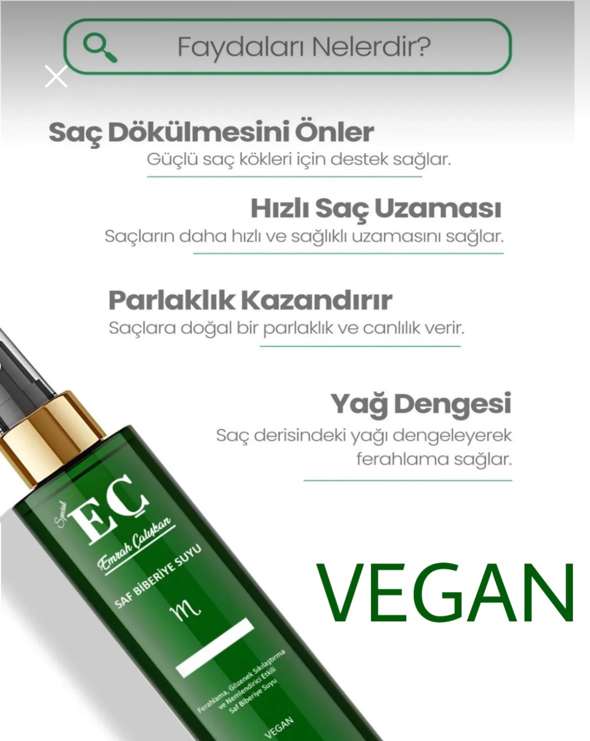 Biberiye Suyu Hızlı Saç Uzutma / Dökülme Önleyici / Güçlendirici
