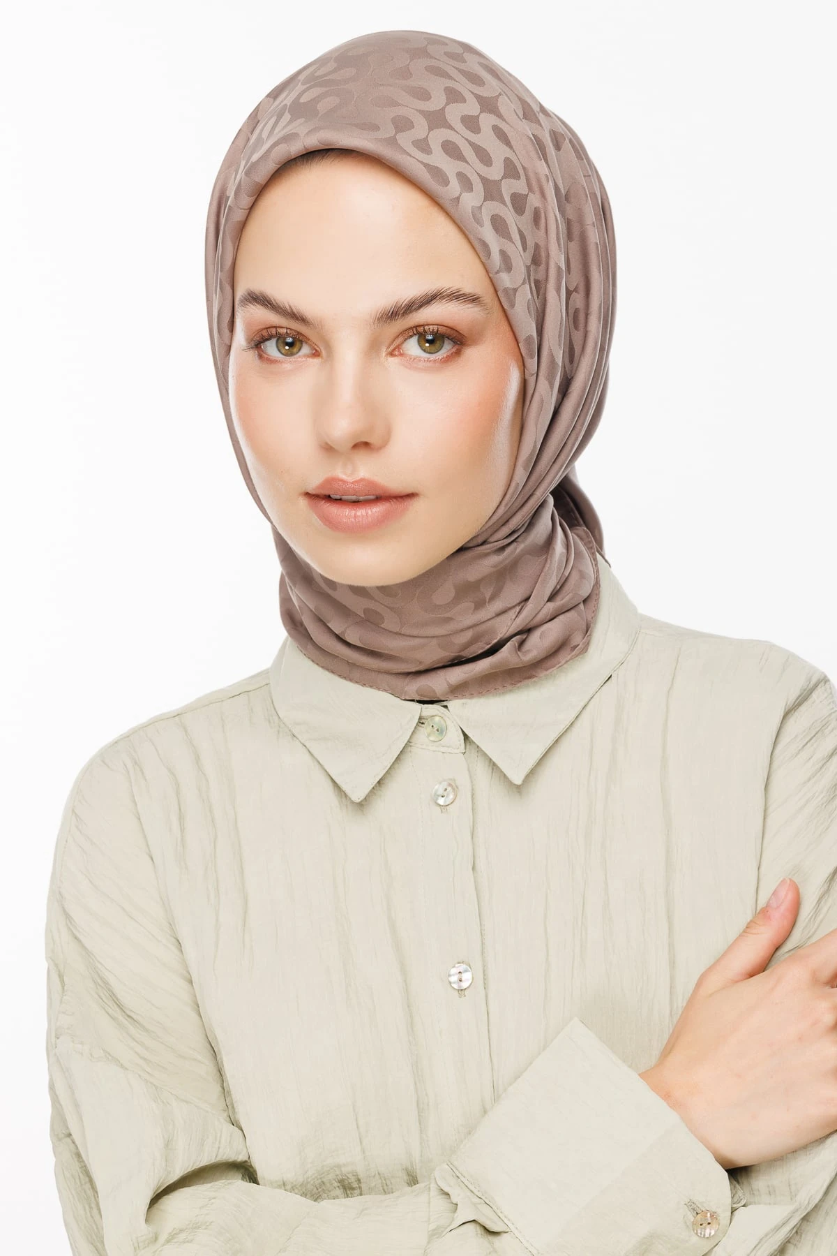 Moon Pattern Silky Jacquard Scarf - Canyon