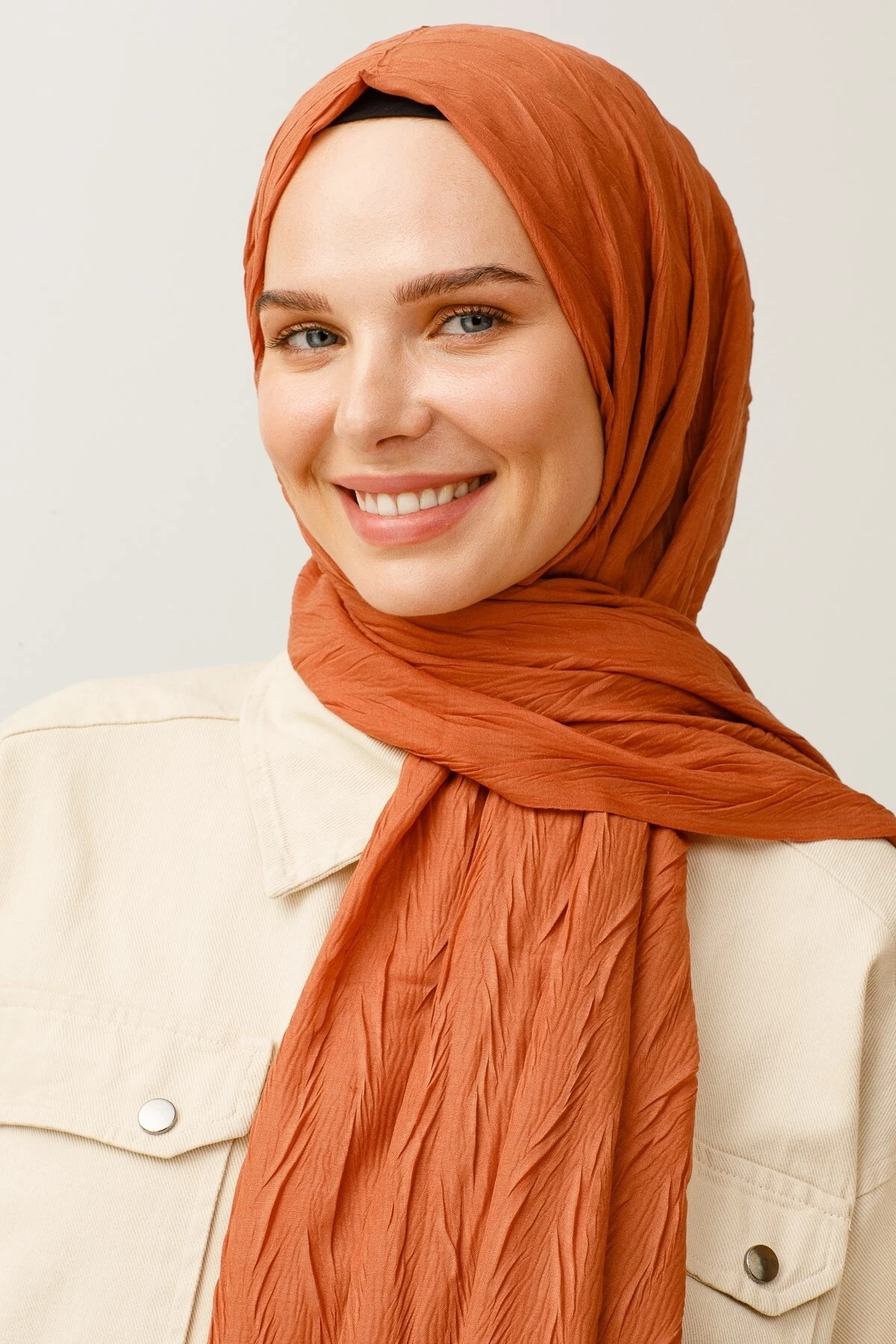 Pleated Bamboo Shawl - Light Tile