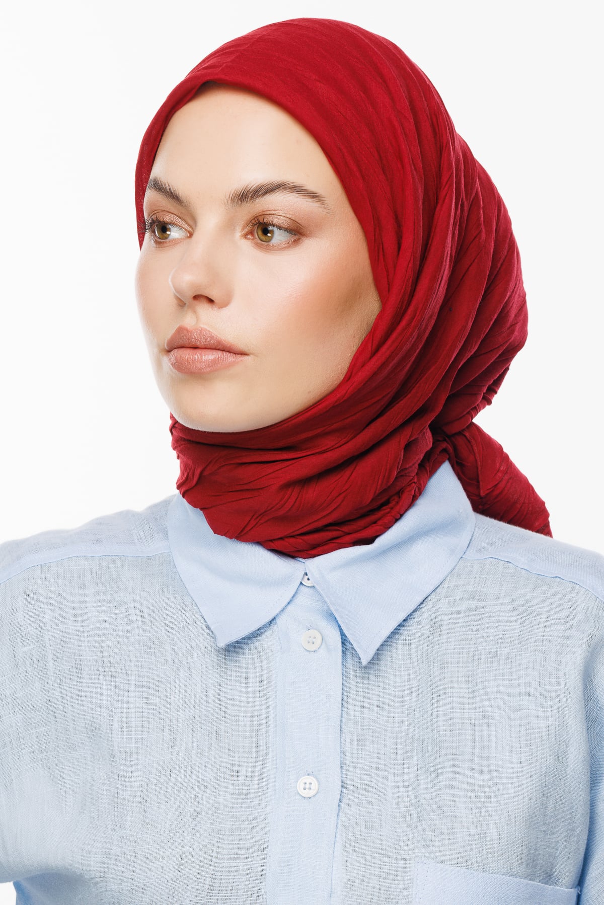 Pleated Bamboo Scarf - Claret Red