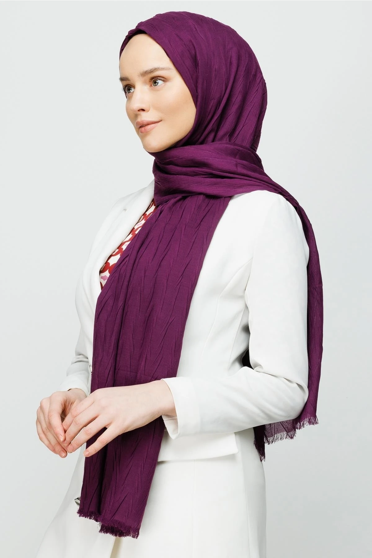 Pleated Bamboo Shawl - Purple