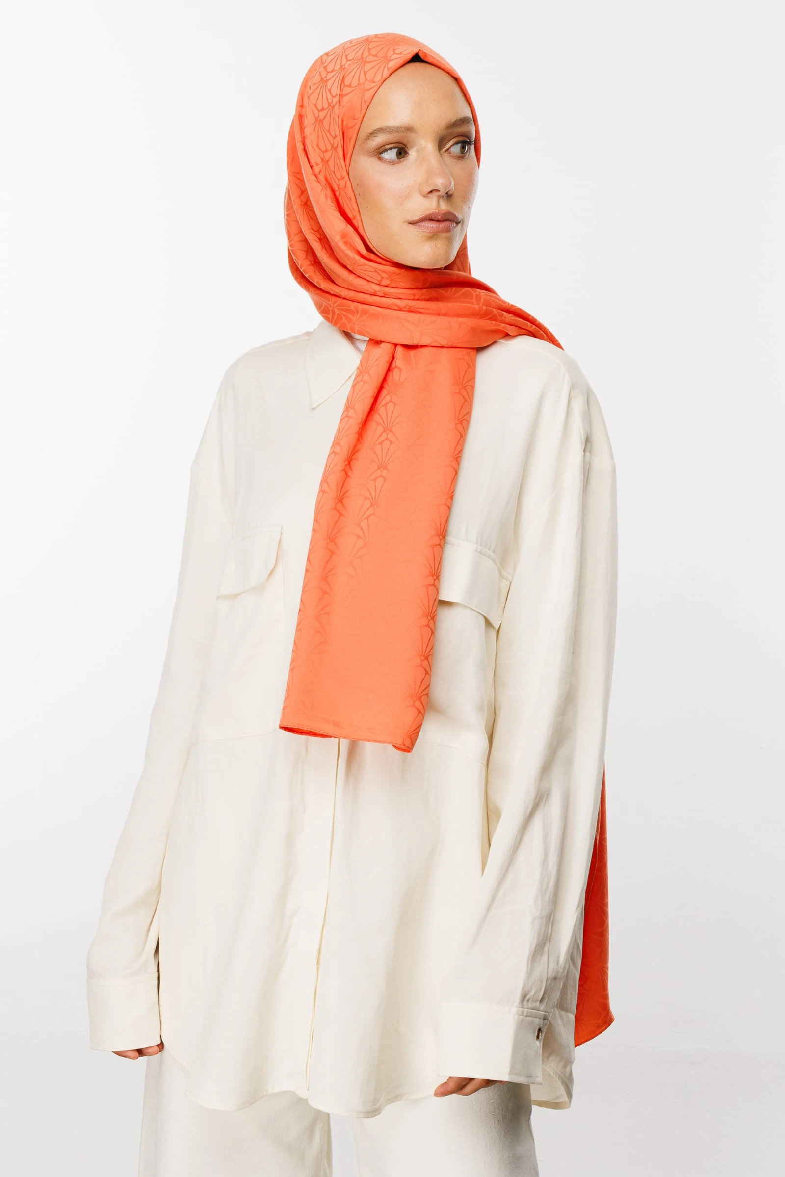 Lotus Pattern Silk Jacquard Shawl - Pinkymouth