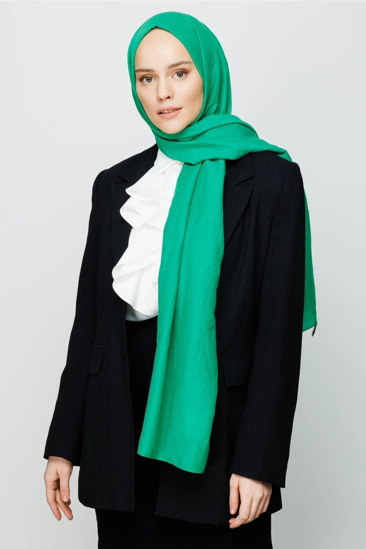 Cotton Crinkle Shawl - Benetton Green