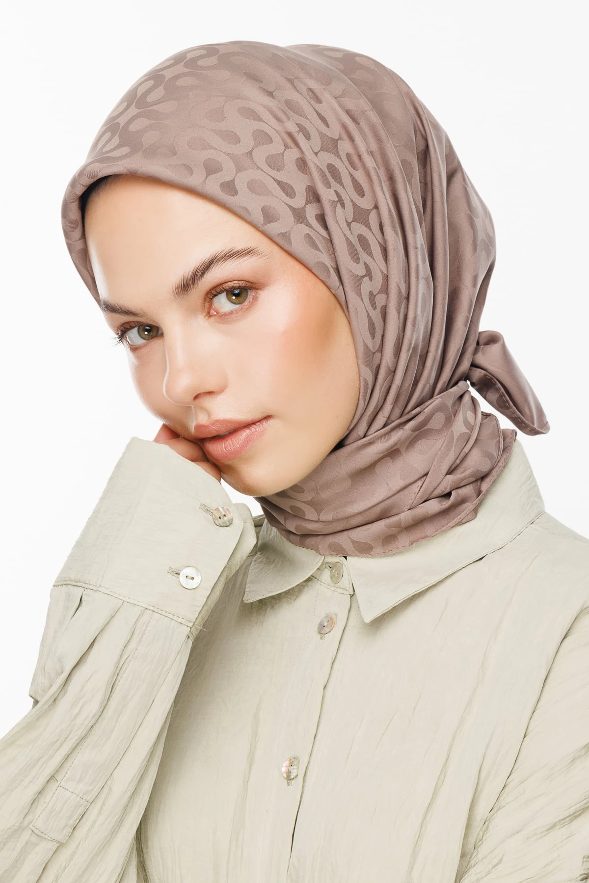 Moon Pattern Silky Jacquard Scarf - Canyon