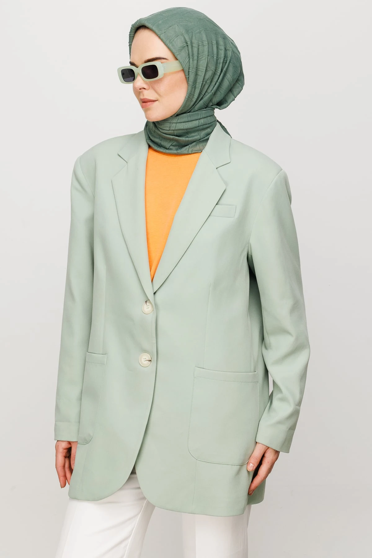 Pleated Bamboo Scarf - Mold Green