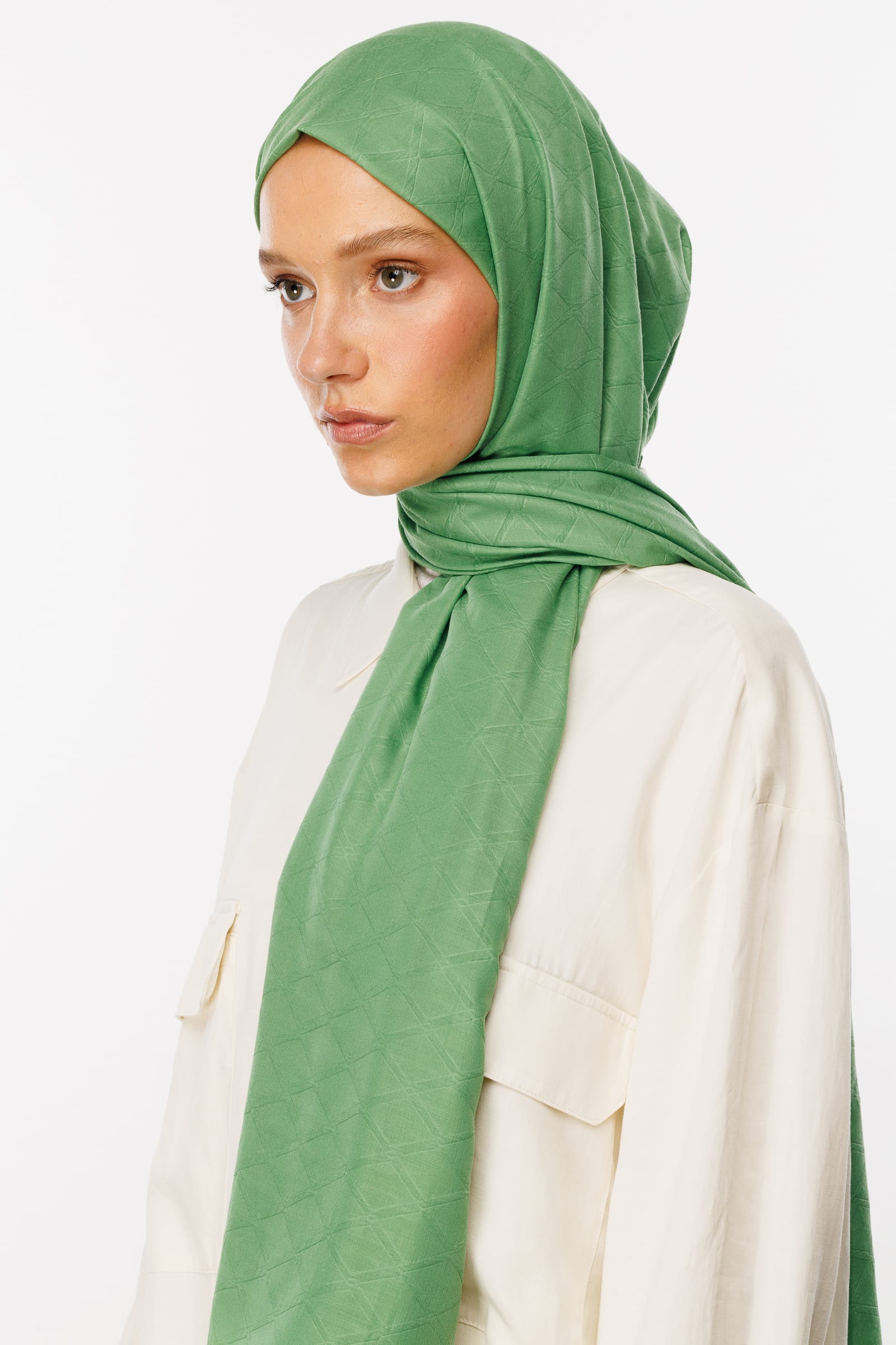 Bamboo Jacquard Shawl - Aqua Green