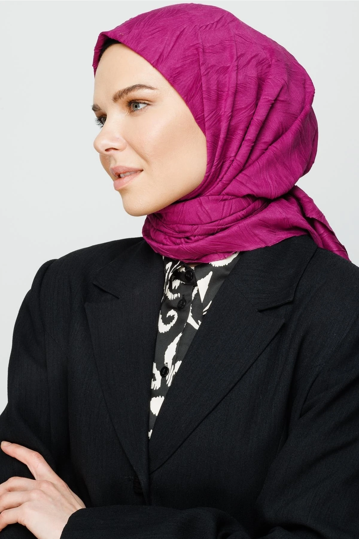 Toptan Piliseli Bambu Eşarp - Mürdüm