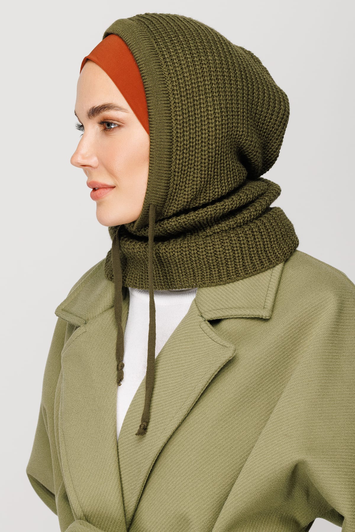 Toptan Balaclava Triko Başlık - Asker Yeşili