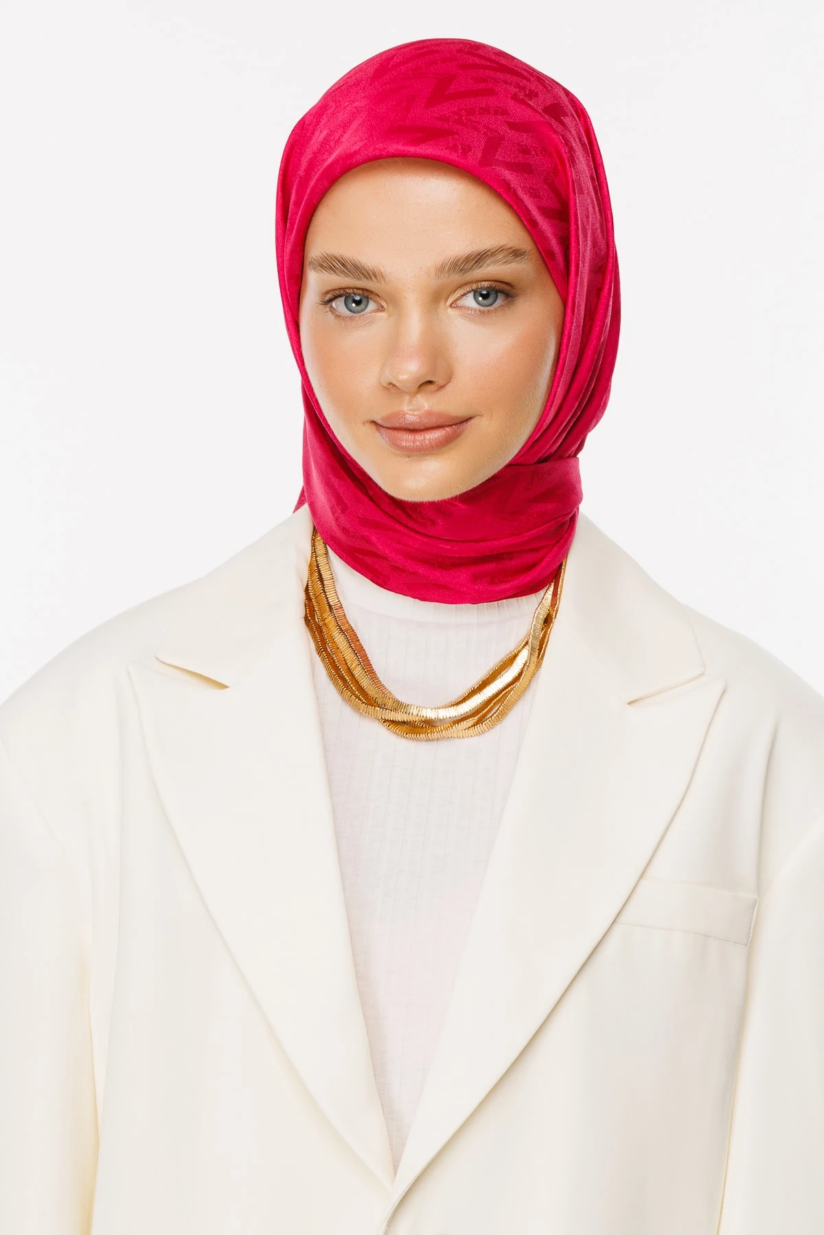 Luxury Jacquard Scarf - Fuchsia