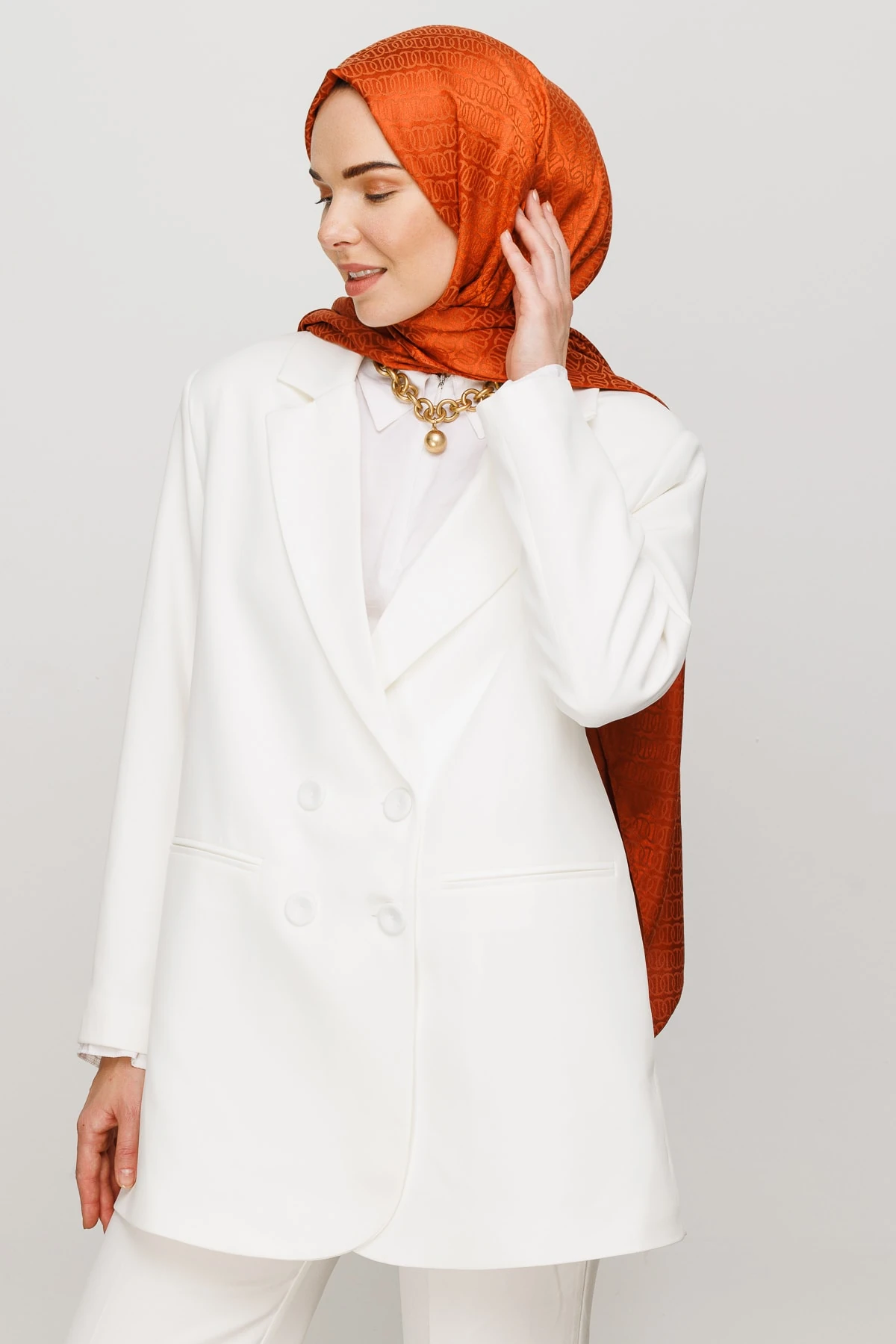 Wholesale Forever Pattern Shiny Jacquard Shawl - Tile