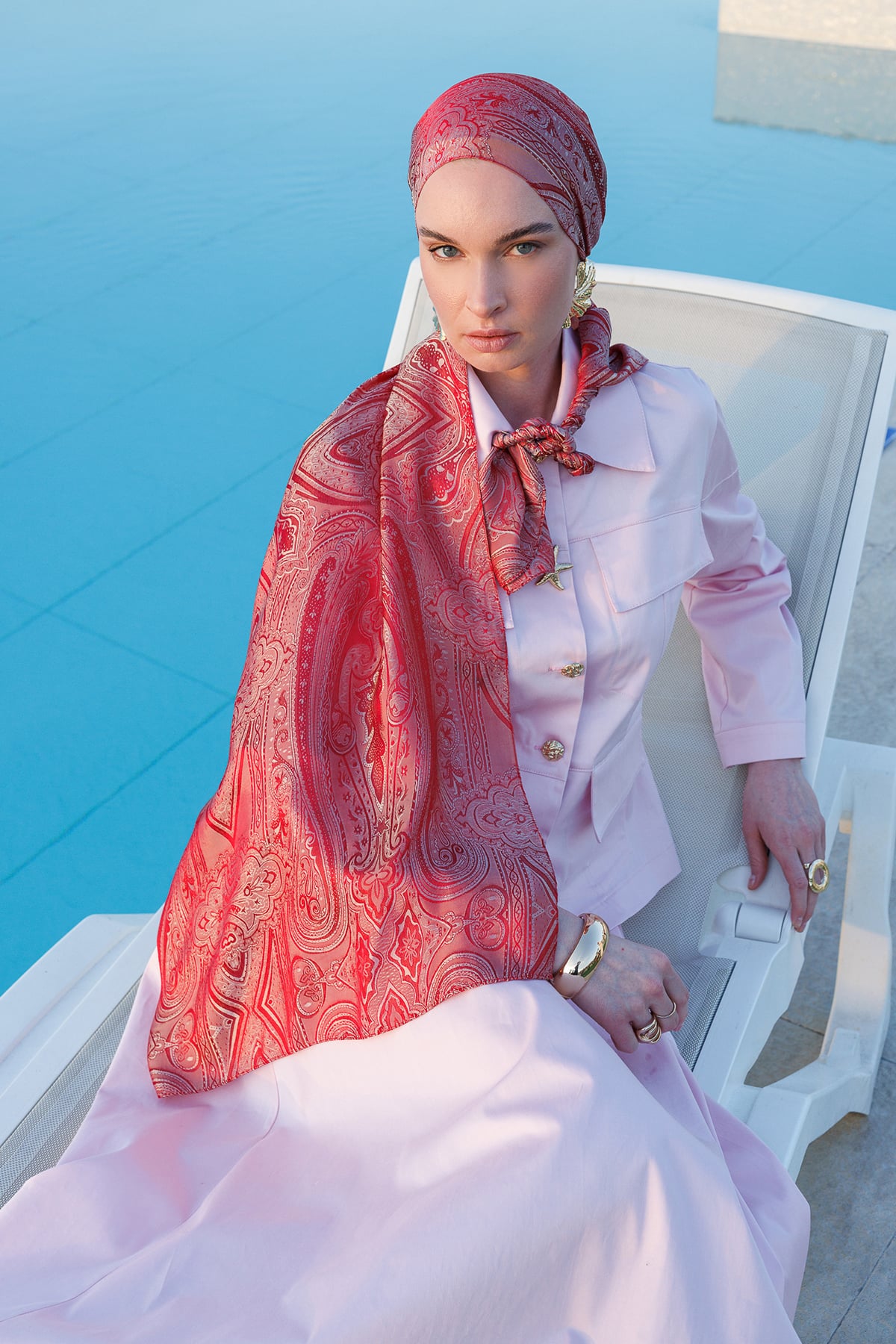 Toptan Liva Desen Shine Line Şal - Bordo-Mint Yeşili