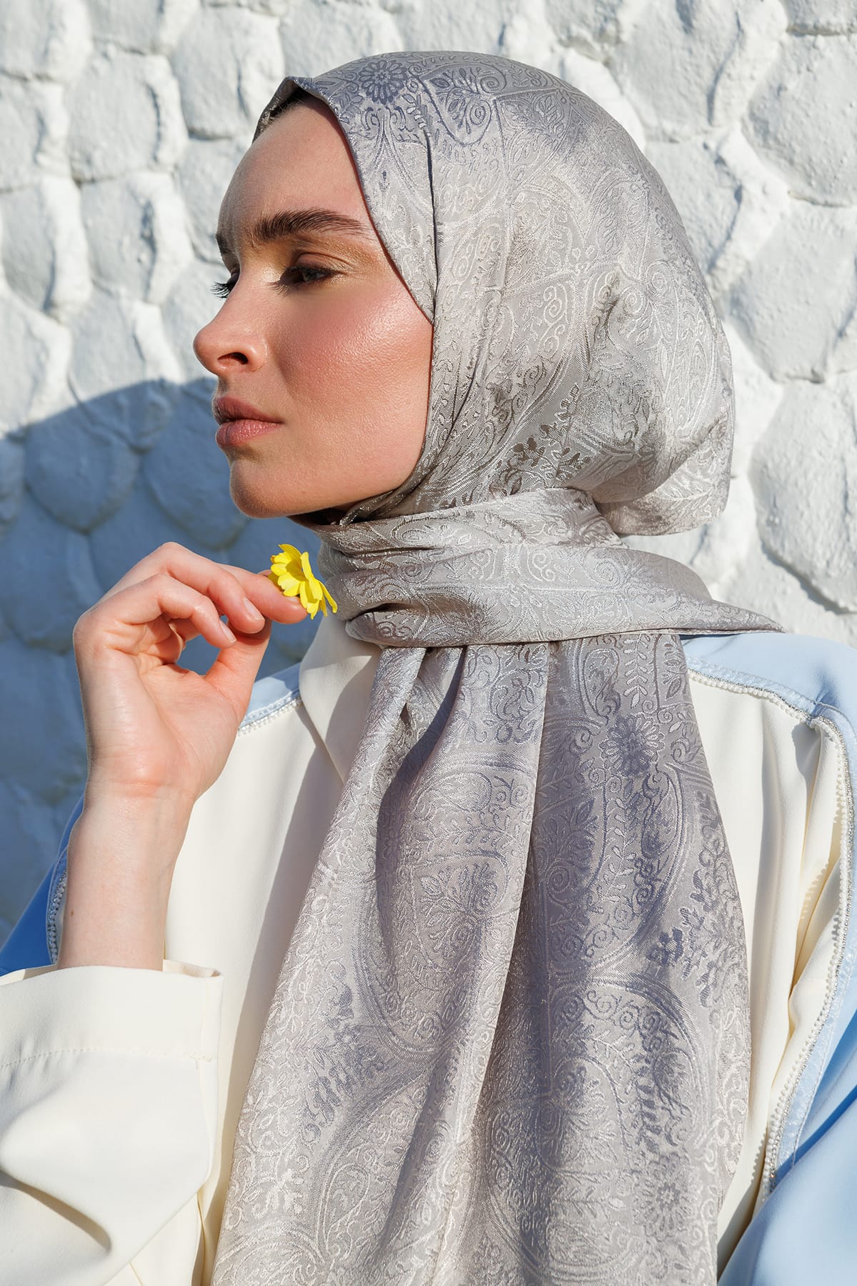 Shline Line Viscose Shawl - Mink-Stone Color