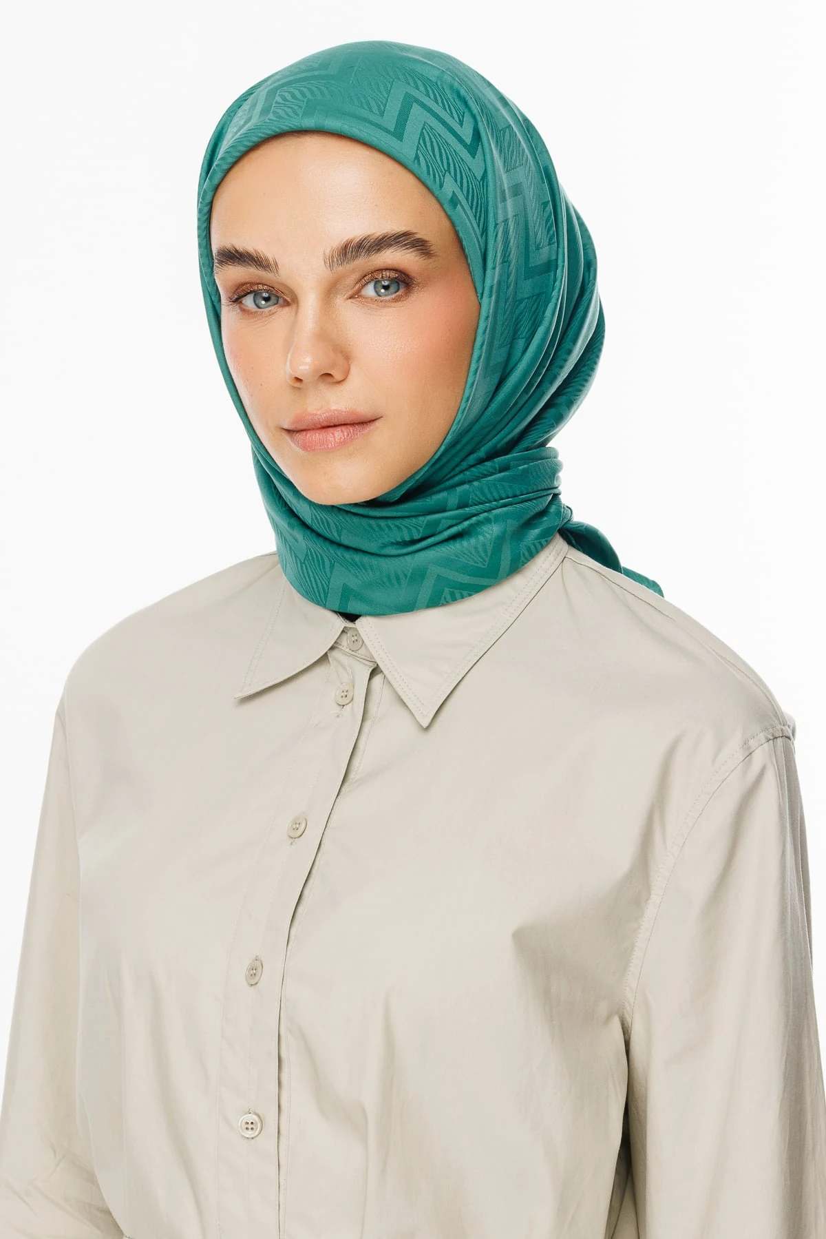 Toptan Viora Desen İpeksi Jakar Eşarp - Mint Yeşili