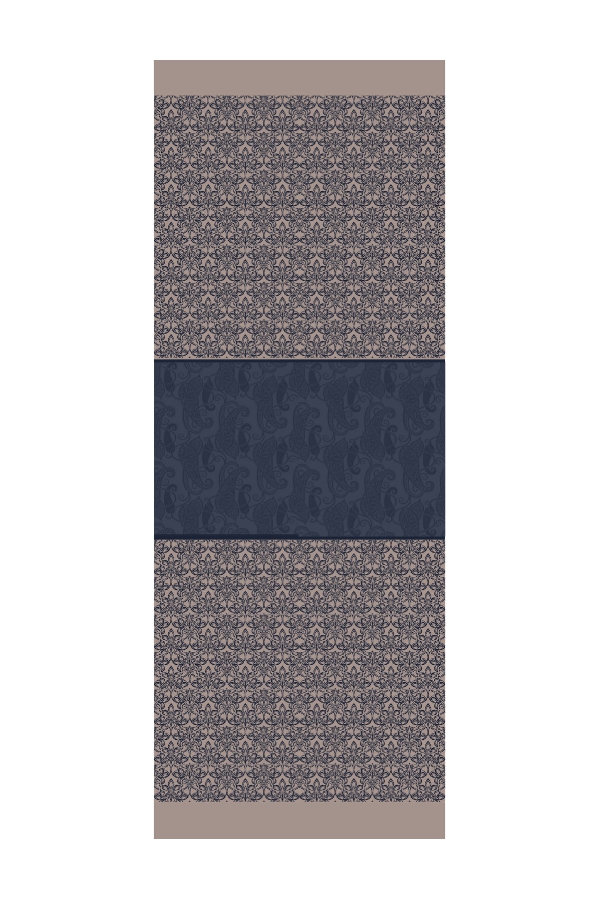 Toptan Nora Desen Çift Taraflı Şal - Lacivert-Bej