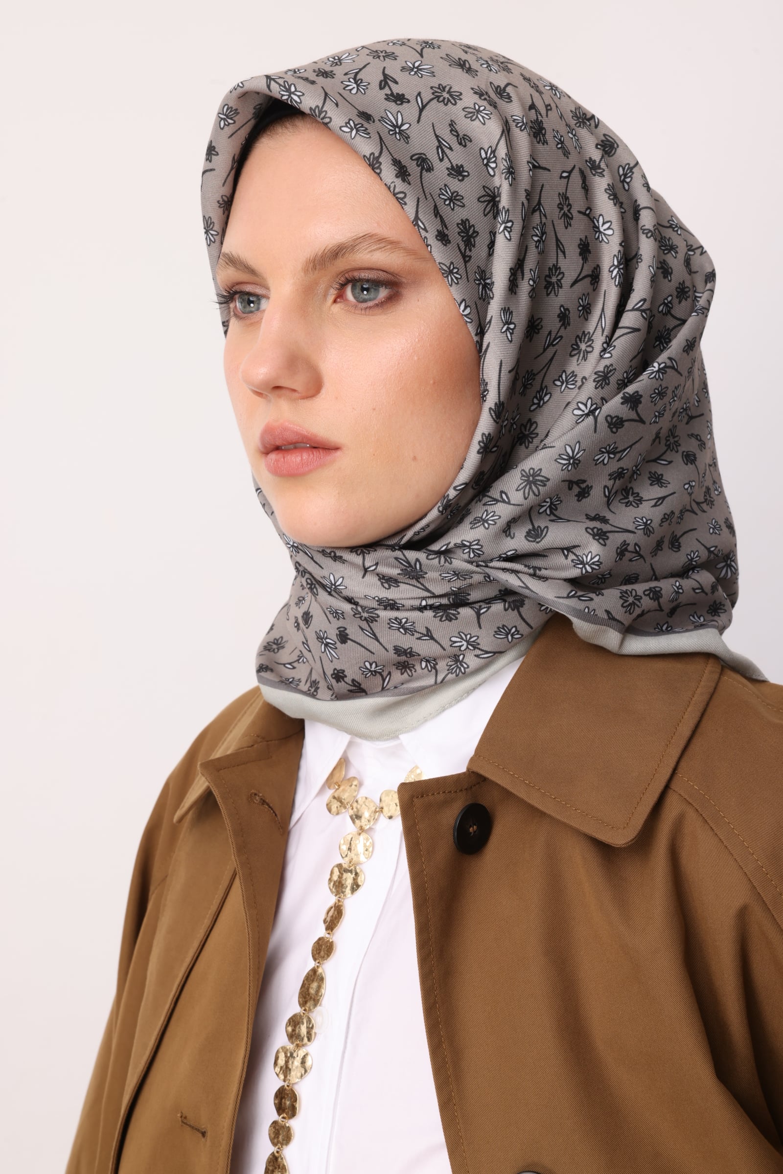 Wholesale Minor Pattern Cotton Scarf - Walnut