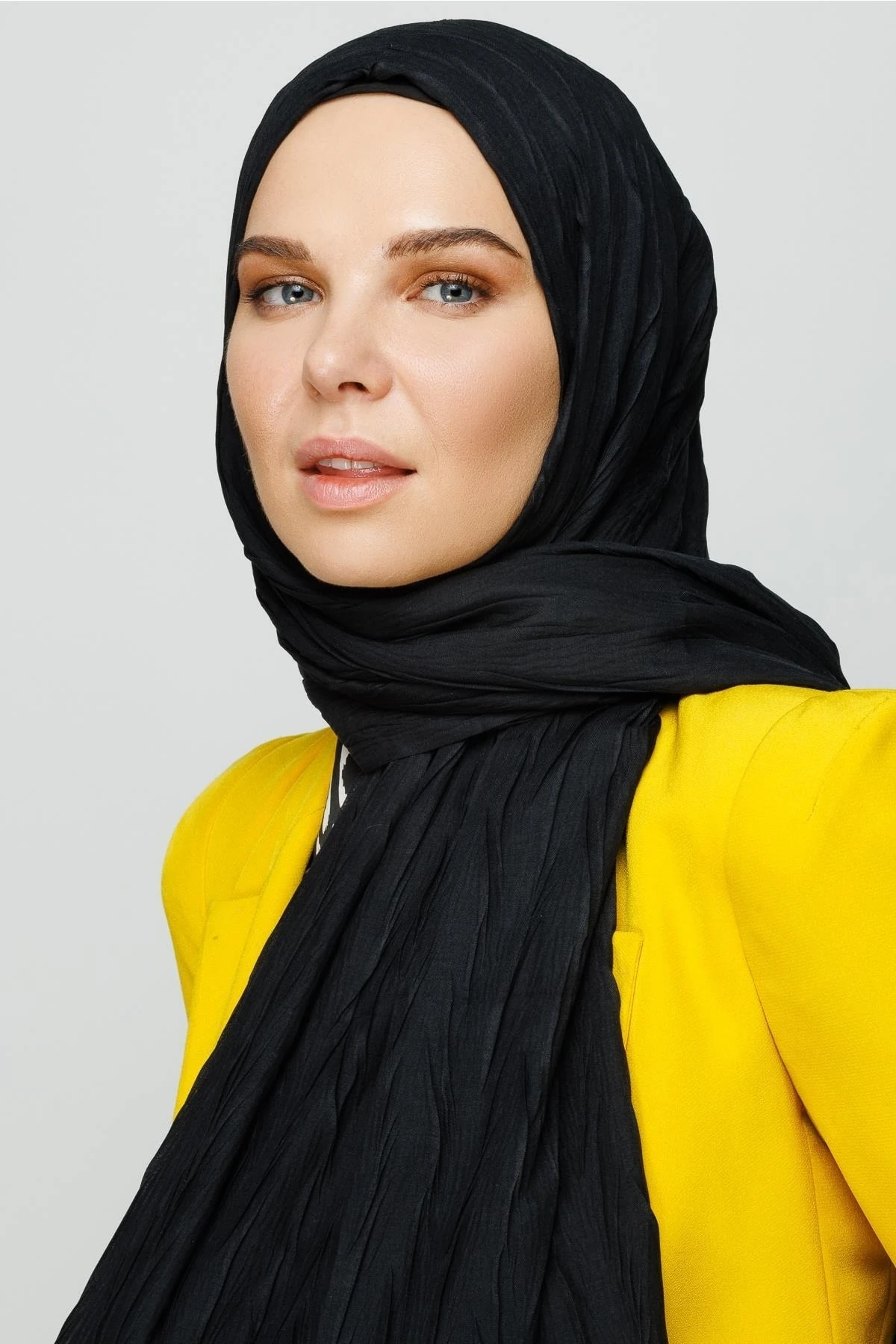 Toptan Piliseli Bambu Şal - Siyah