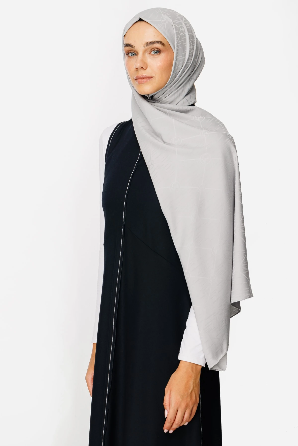 Toptan Moon Is Desen Jakar Şal - Gümüş