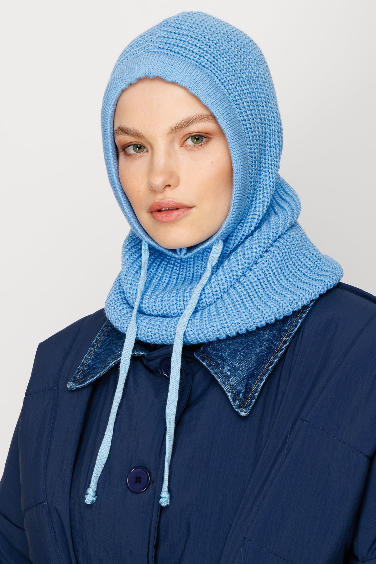 Toptan Balaclava Triko Başlık - Bebek Mavisi