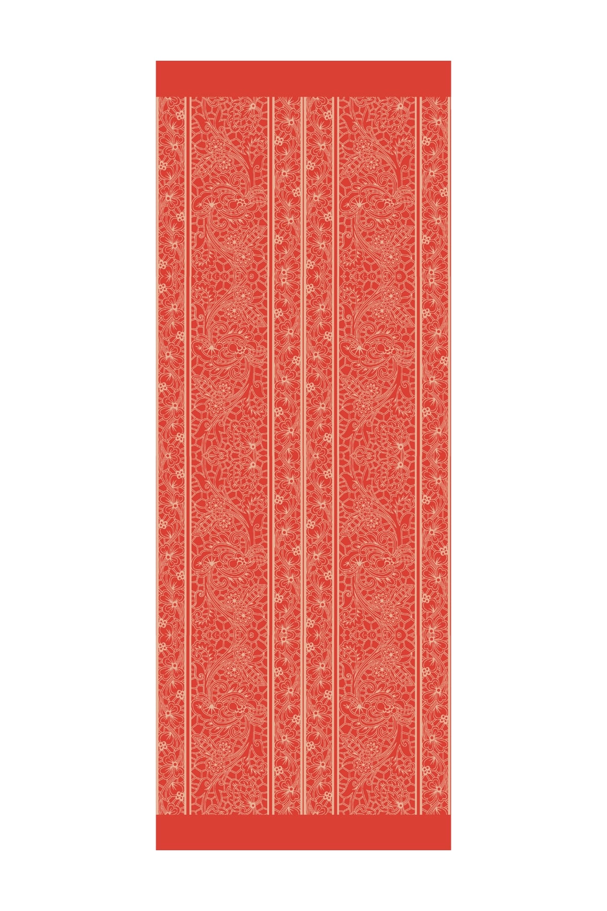 Toptan Lavin Desen Çift Taraflı Şal - Vizon-Kırmızı