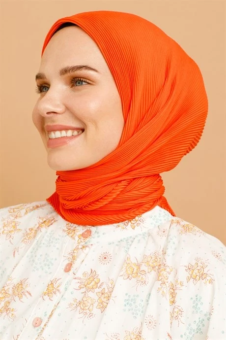 Toptan Pilise Eşarp - Neon Turuncu