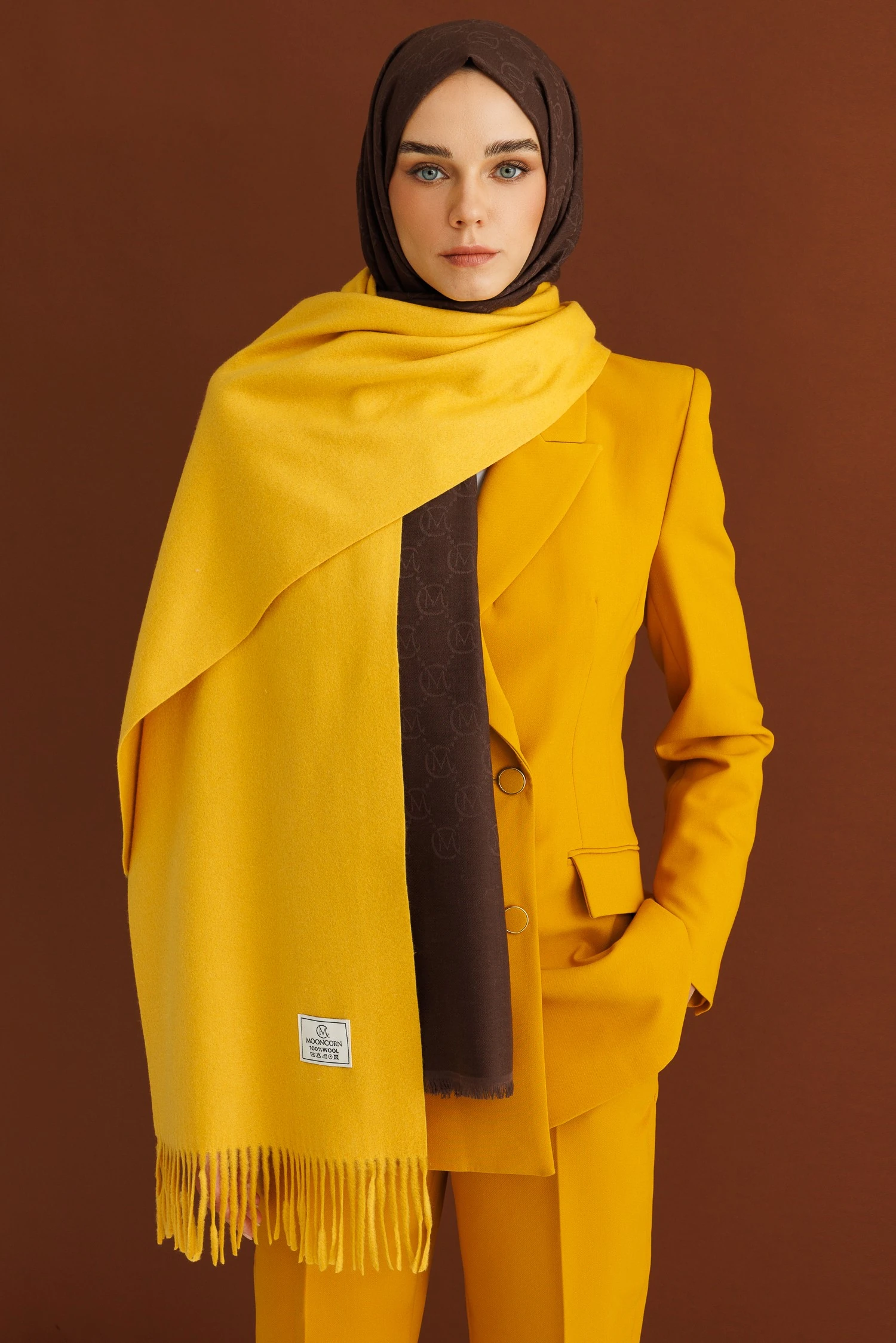 Toptan Yün Atkı - Gold