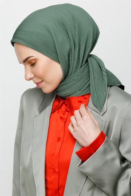 Toptan Pilise Eşarp - Küf Yeşili