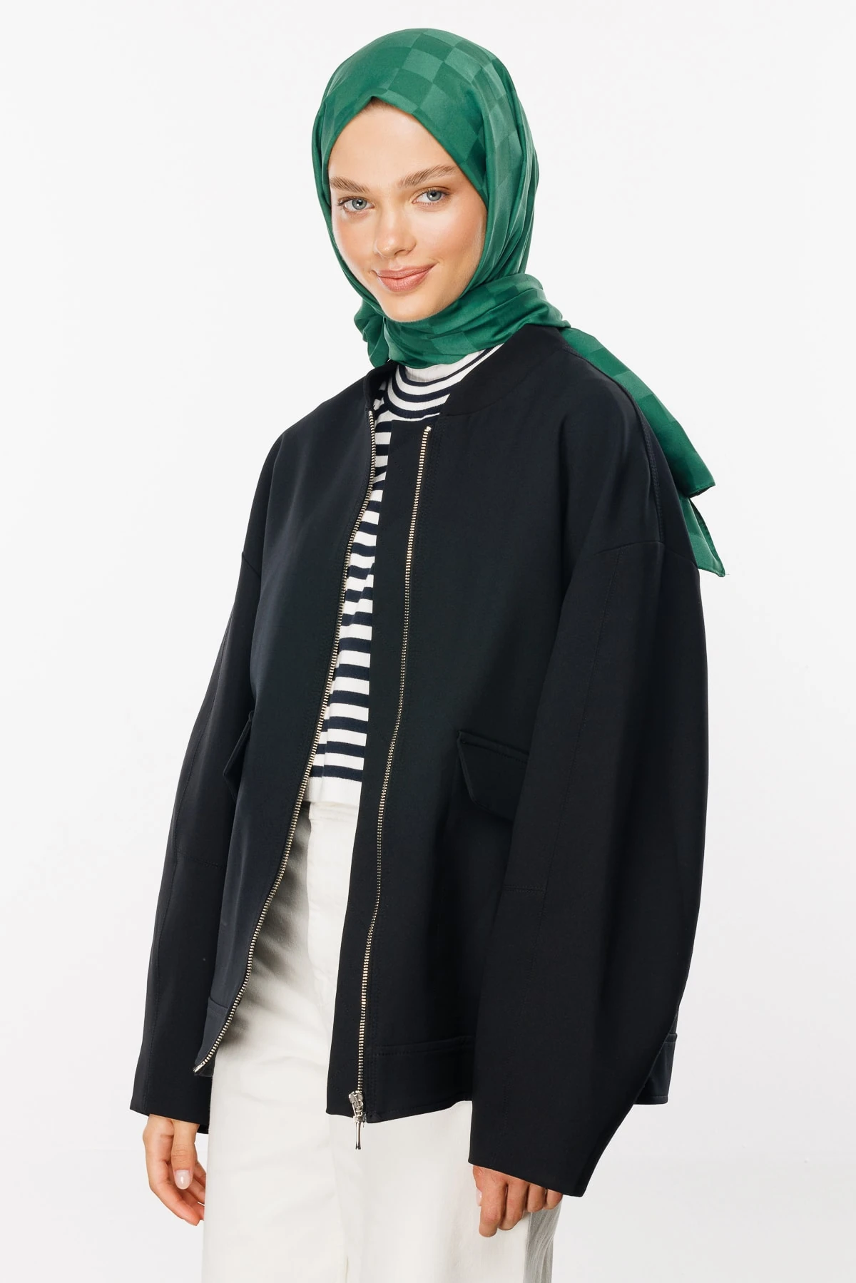 Toptan Dama Desen İpeksi Jakar Şal - Yeşim