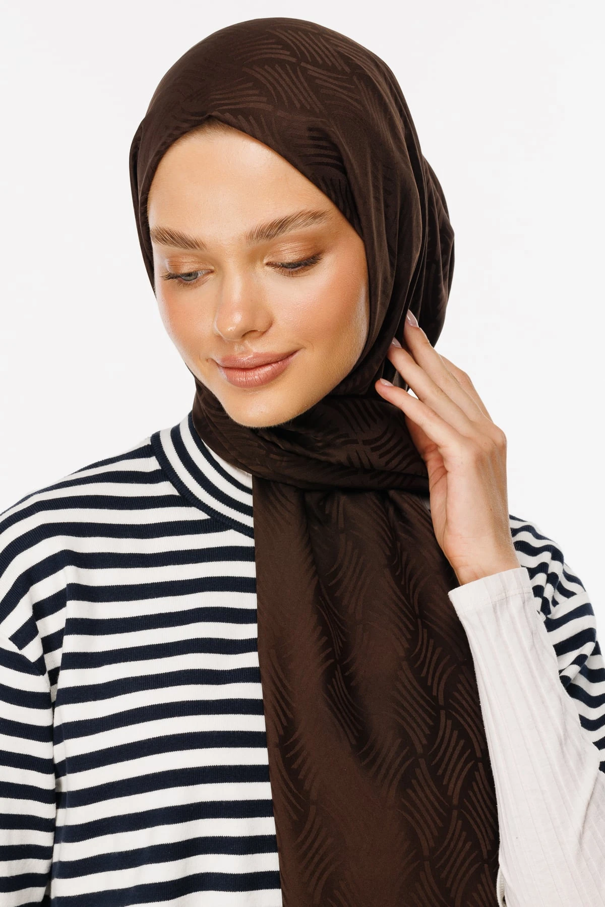 Toptan Aura Desen İpeksi Jakar Şal - Bitter