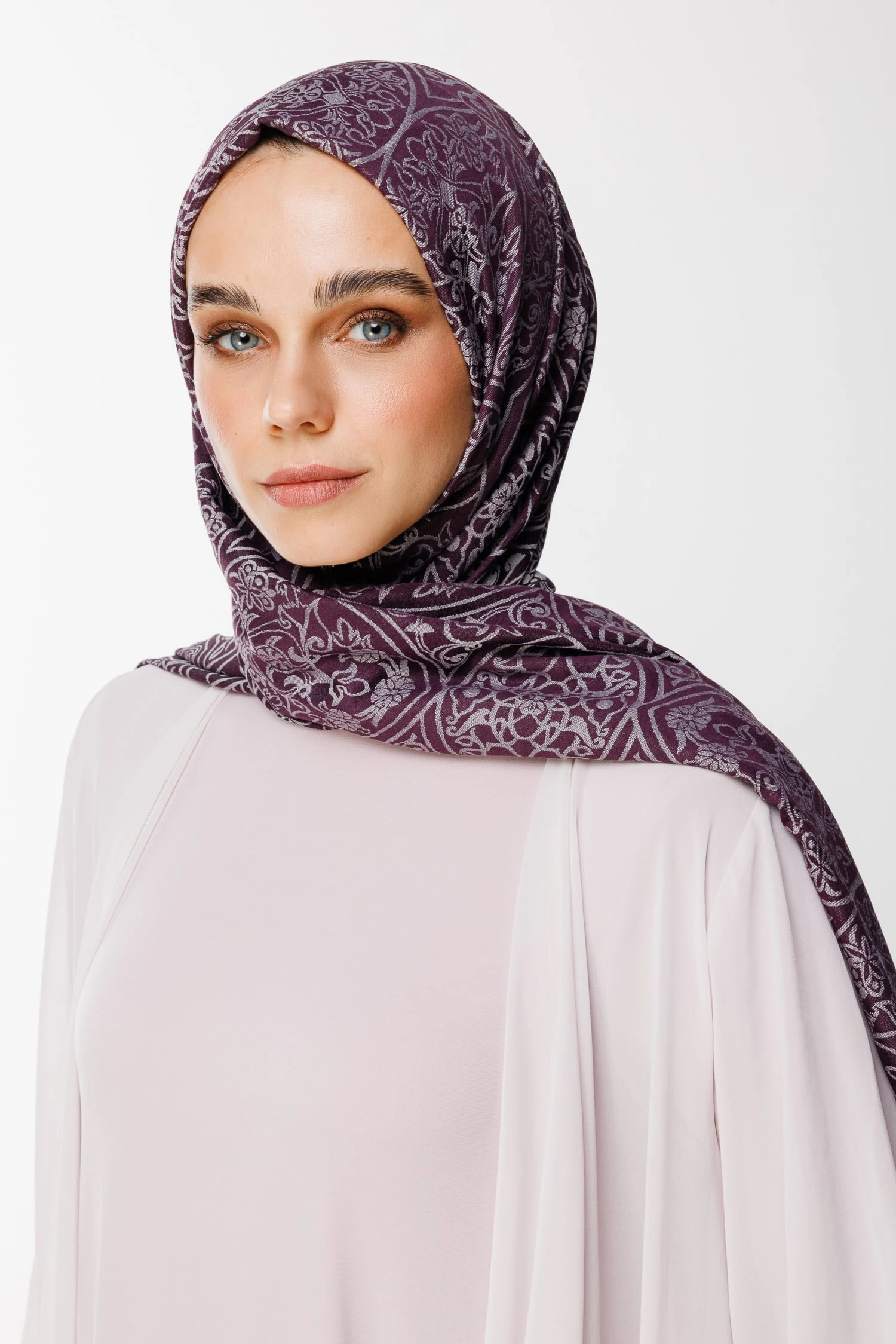 Morocco Pattern Double-Sided Shawl - Purple-Gray