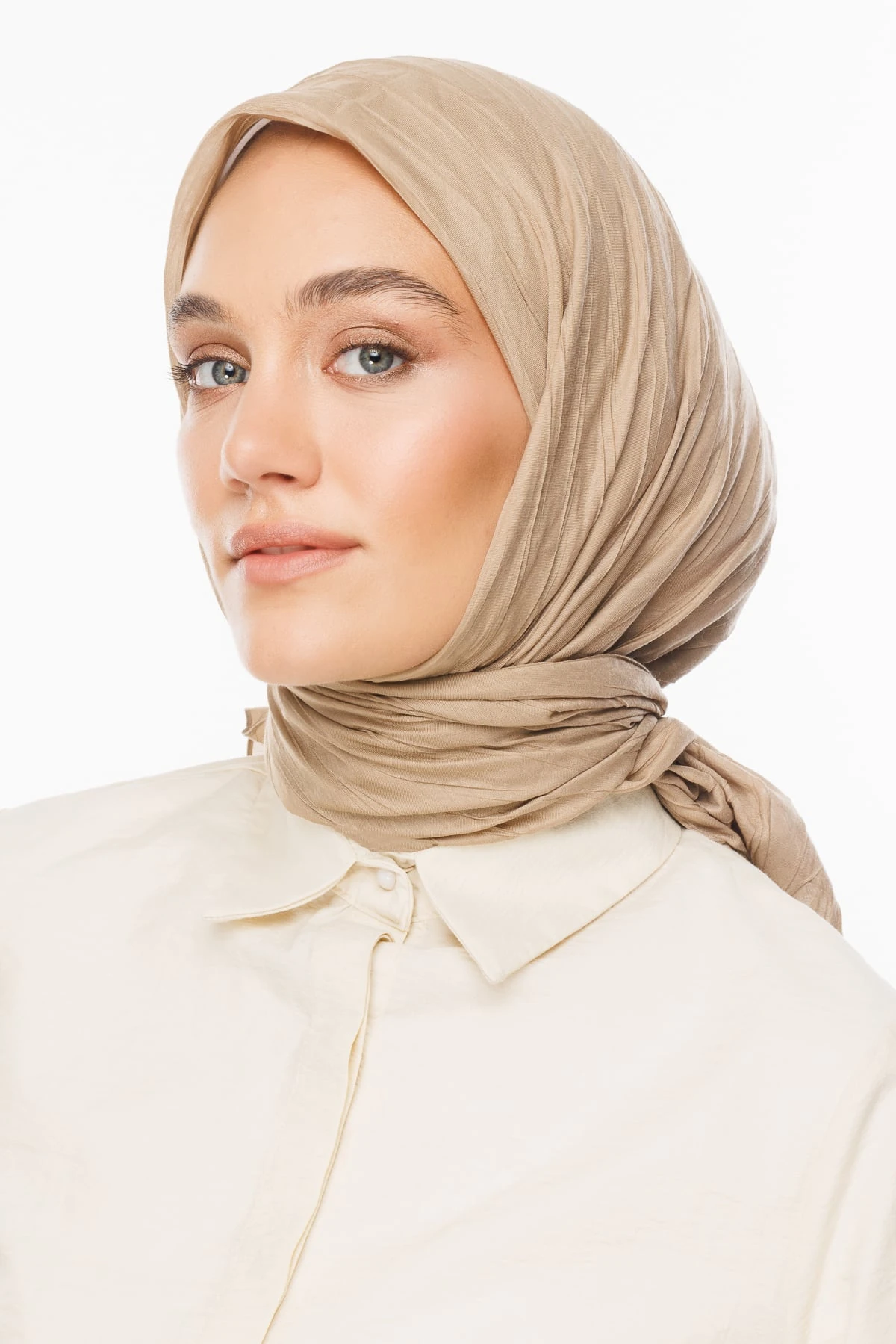 Toptan Piliseli Bambu Eşarp - Latte