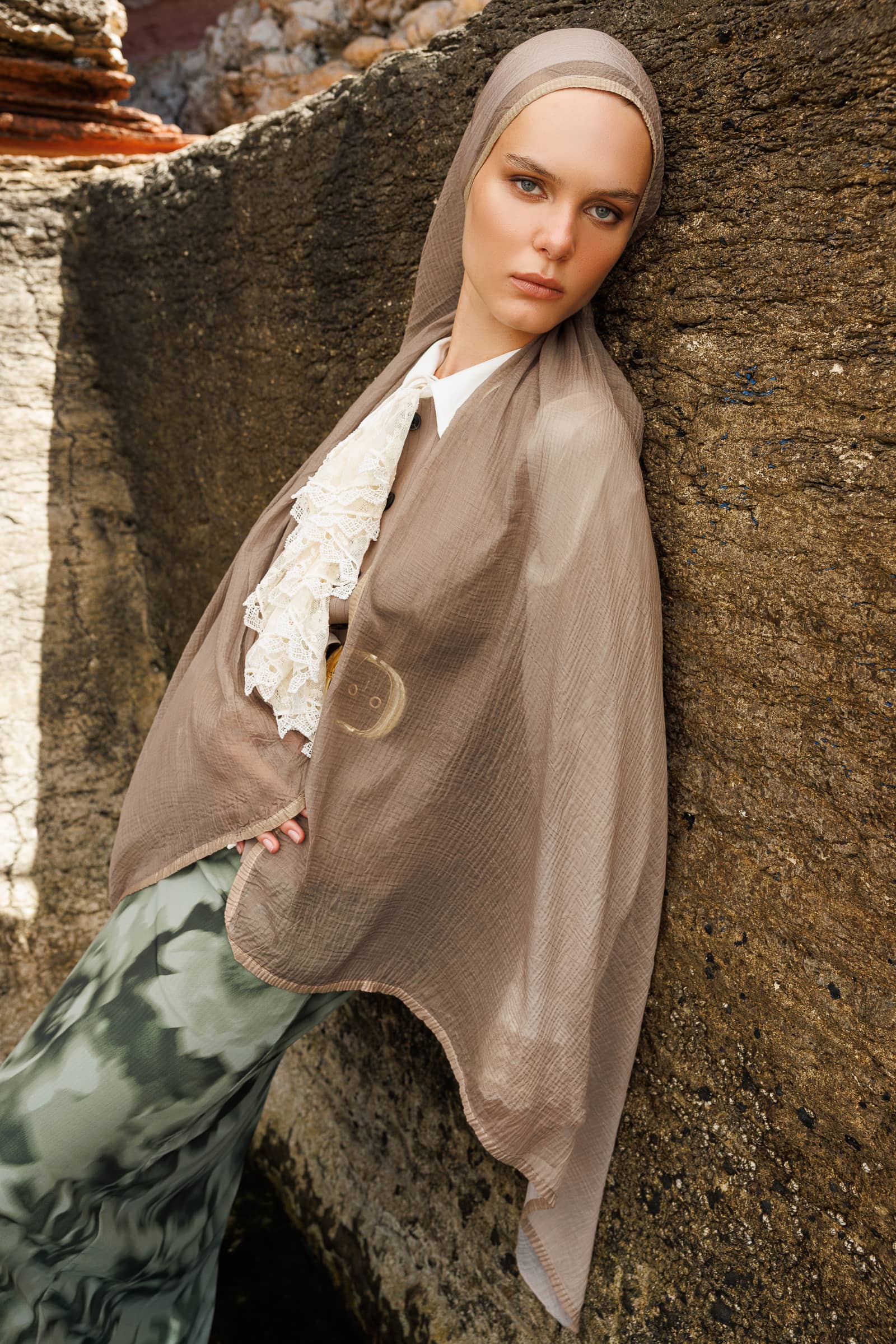 Toptan Degrade Müslin Şal - Vizon