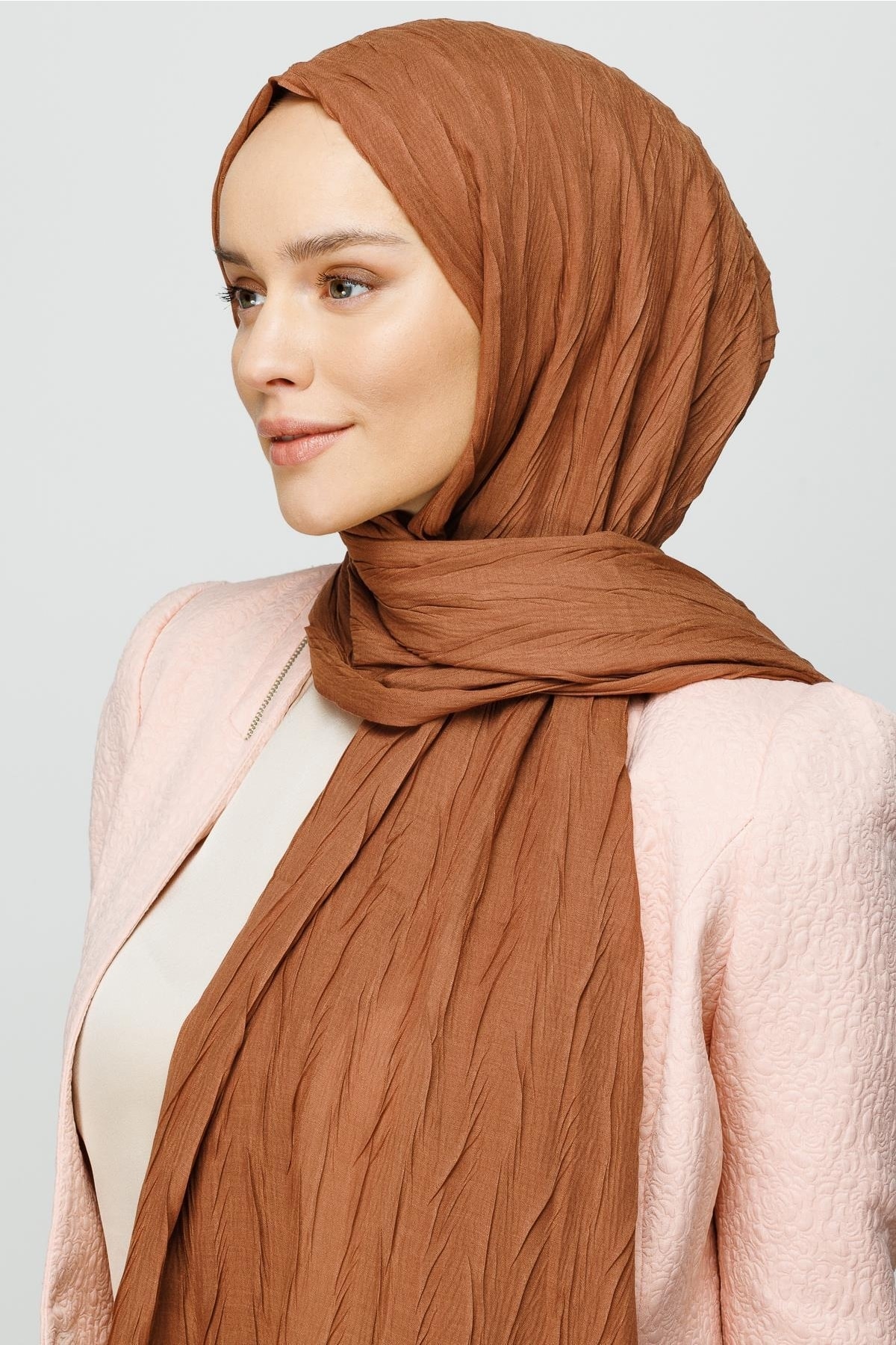 Toptan Piliseli Bambu Şal - Mocha