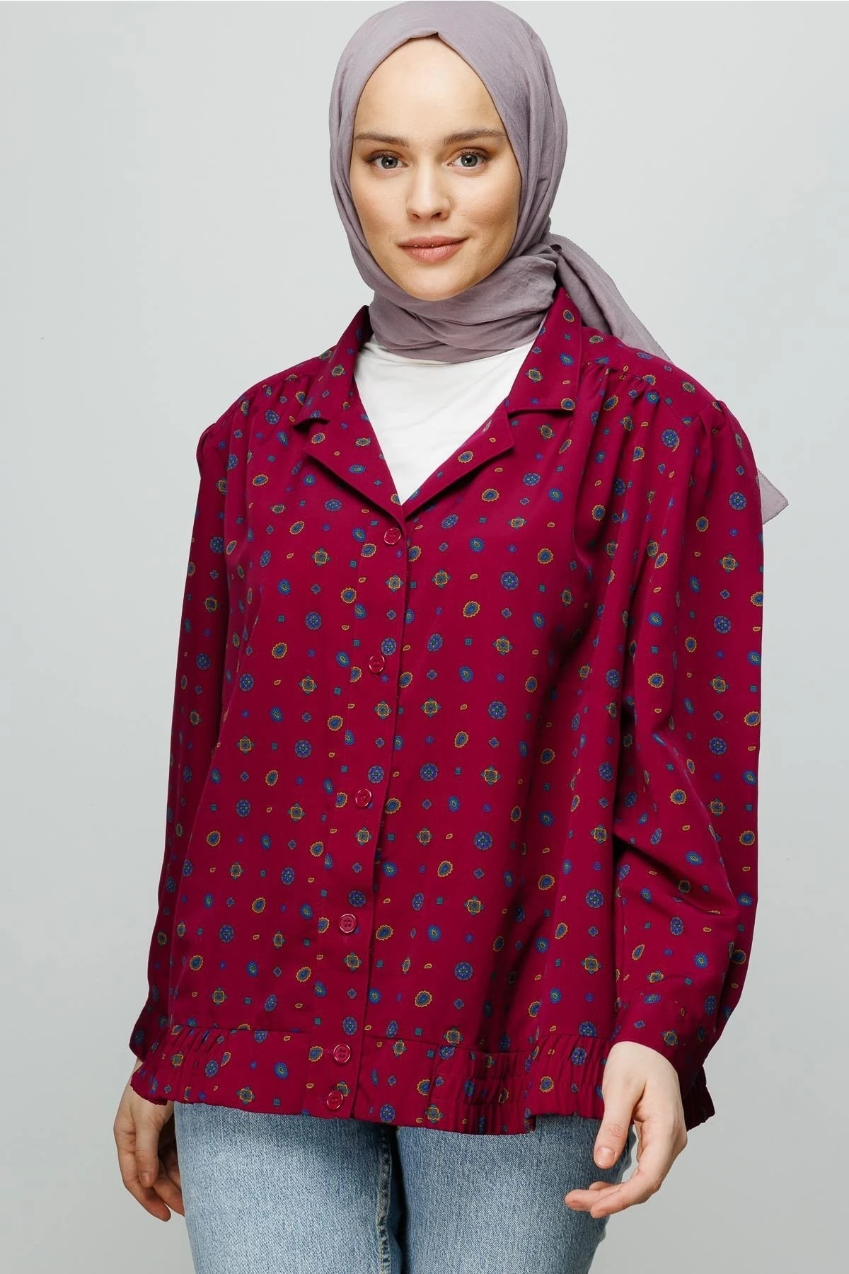 Toptan Pamuk Kraş Şal - Lavanta Grisi