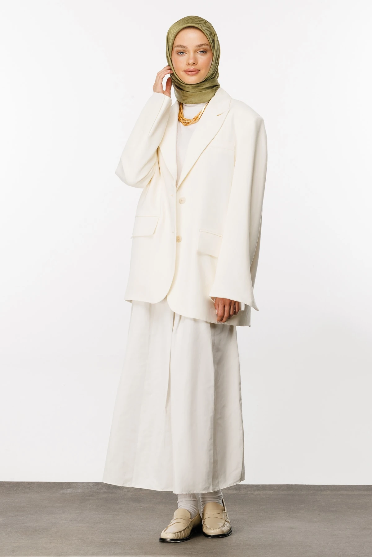 Luxury Jacquard Scarf - Soft Green