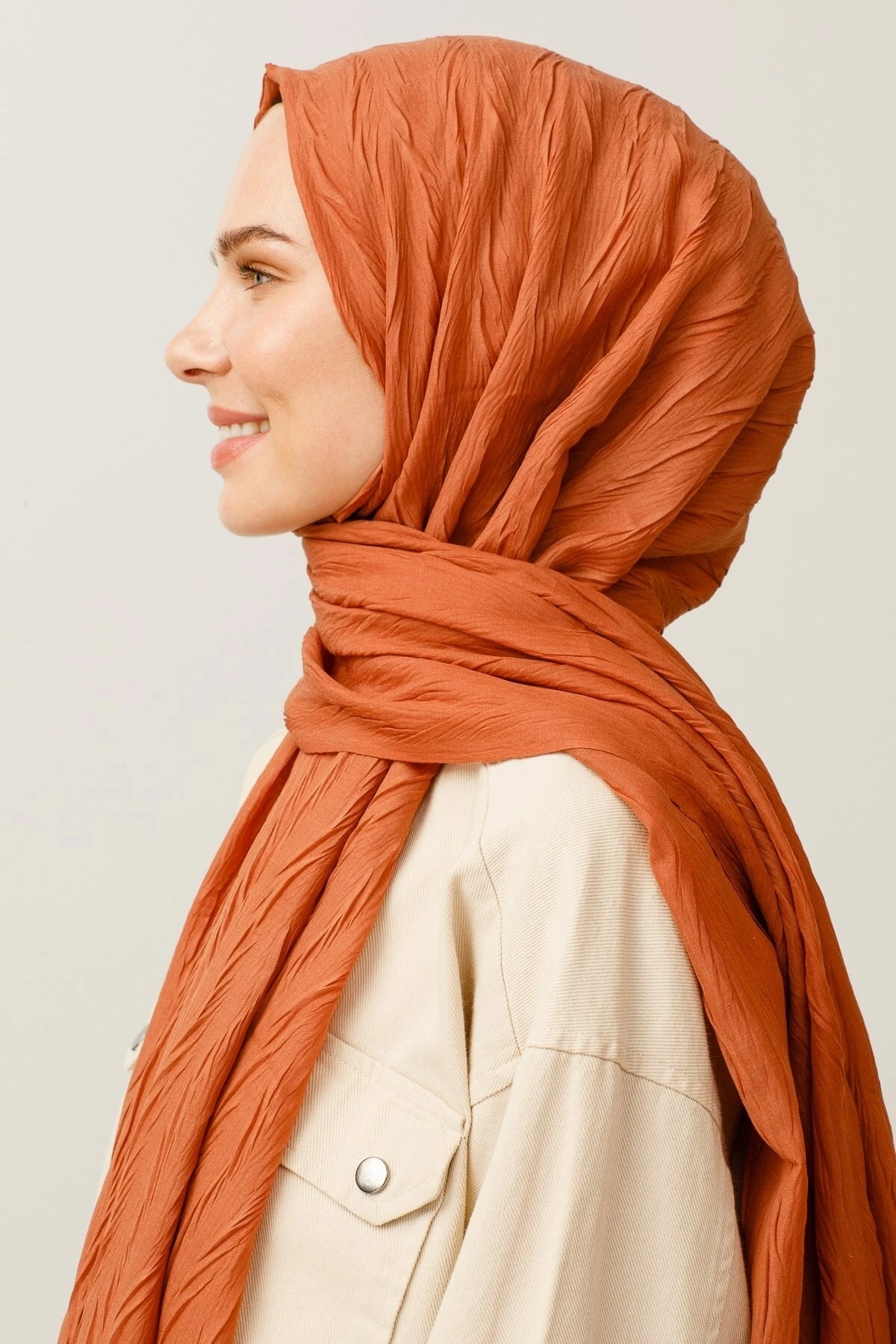 Pleated Bamboo Shawl - Light Tile