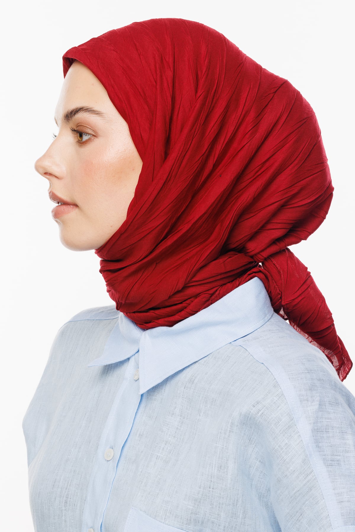 Pleated Bamboo Scarf - Claret Red