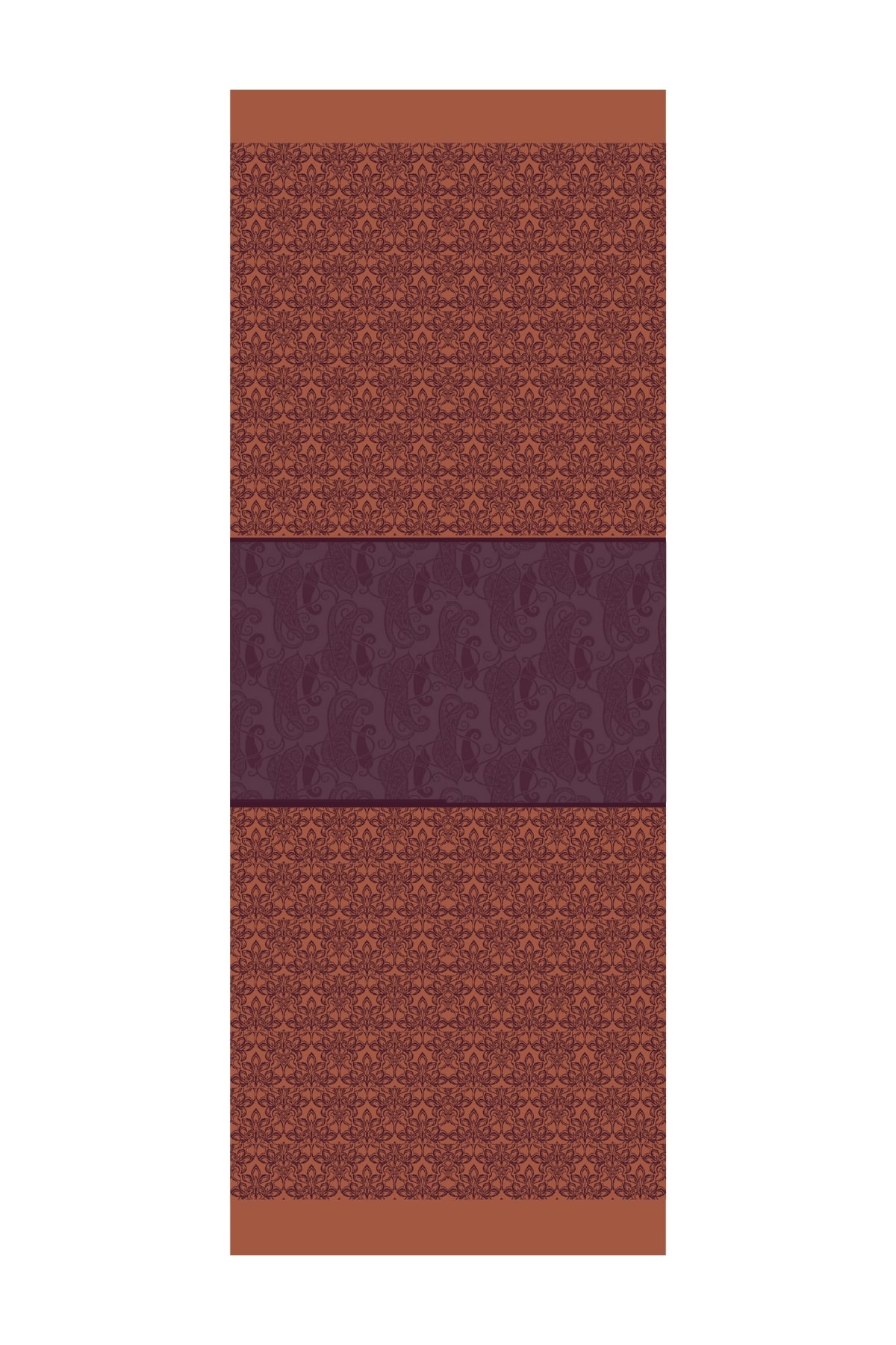 Toptan Nora Desen Çift Taraflı Şal - Mor-Turuncu