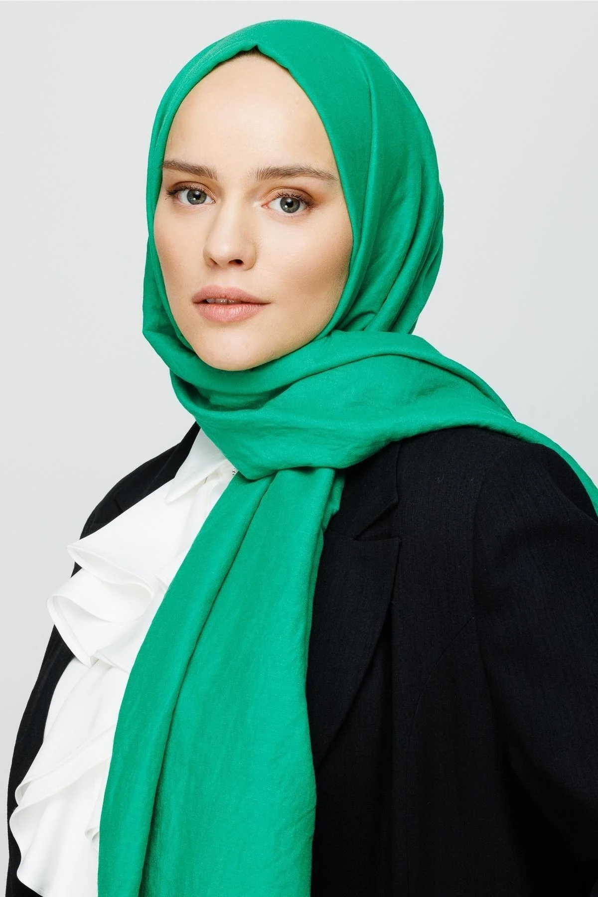 Cotton Crinkle Shawl - Benetton Green