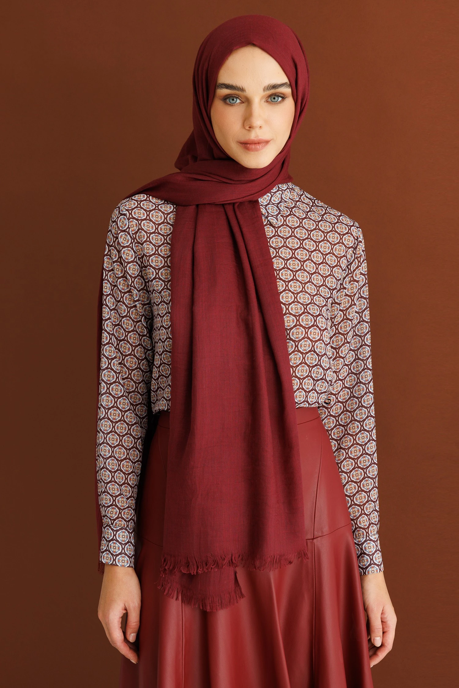 Toptan Dubai Şal - Garnet