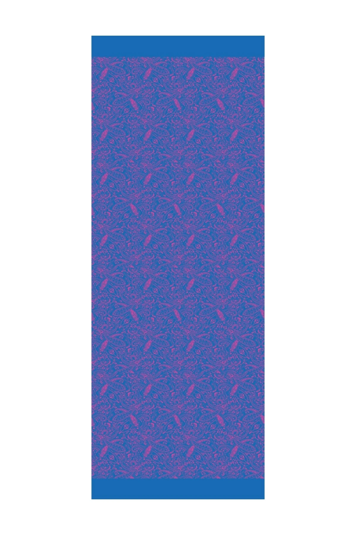 Toptan Velora Desen Çift Taraflı Şal - Petrol Mavisi-Fuşya