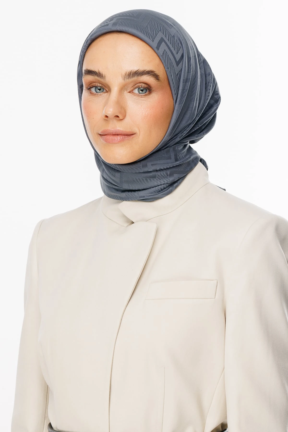 Viora Pattern Silky Jacquard Scarf - Fume