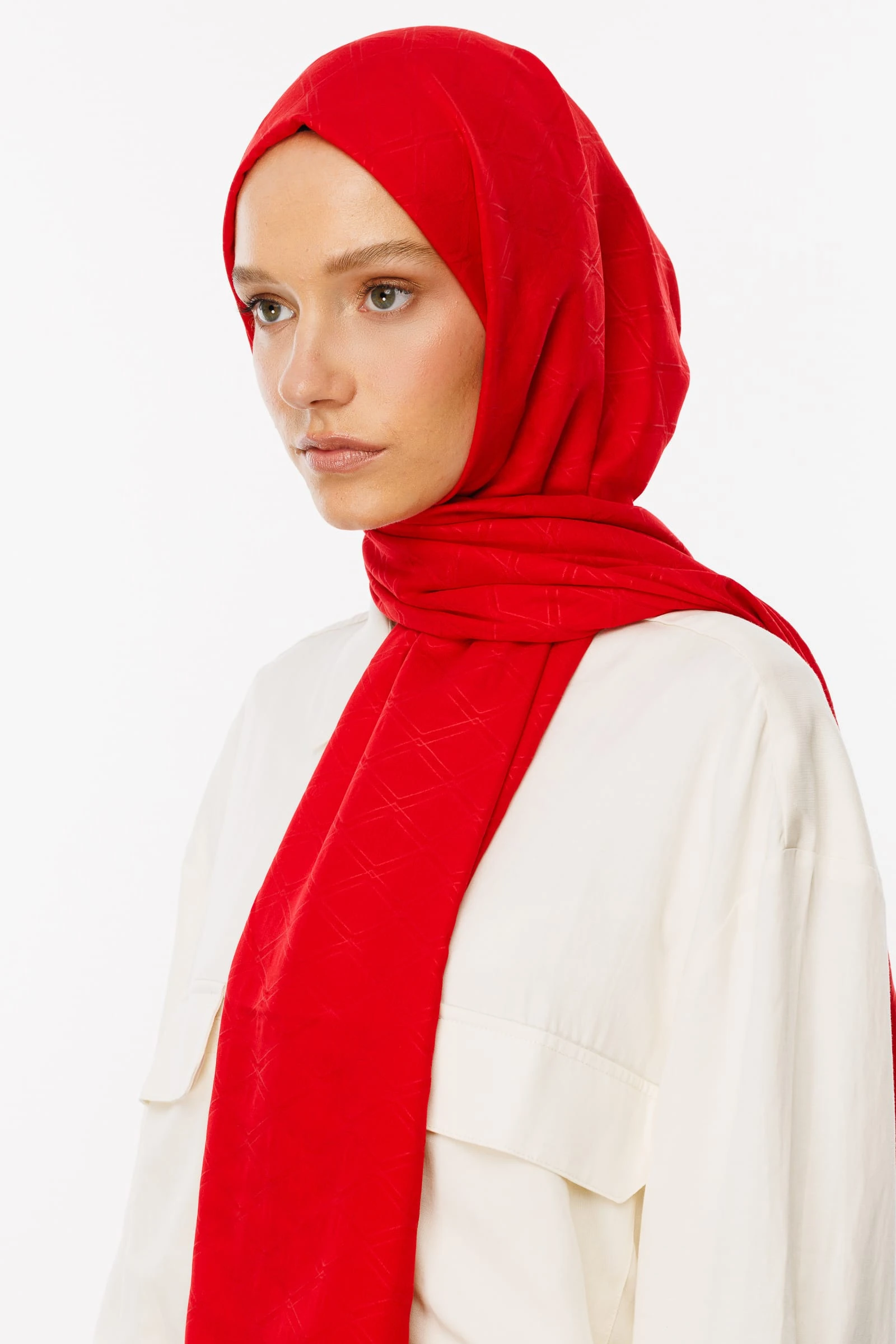 Bamboo Jacquard Shawl - Red