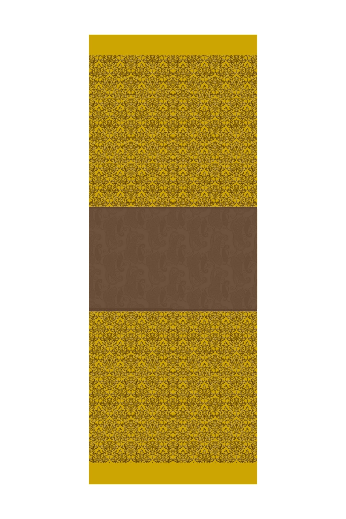 Nora-Pattern Reversible Shawl - Bitter Coffee-Mustard