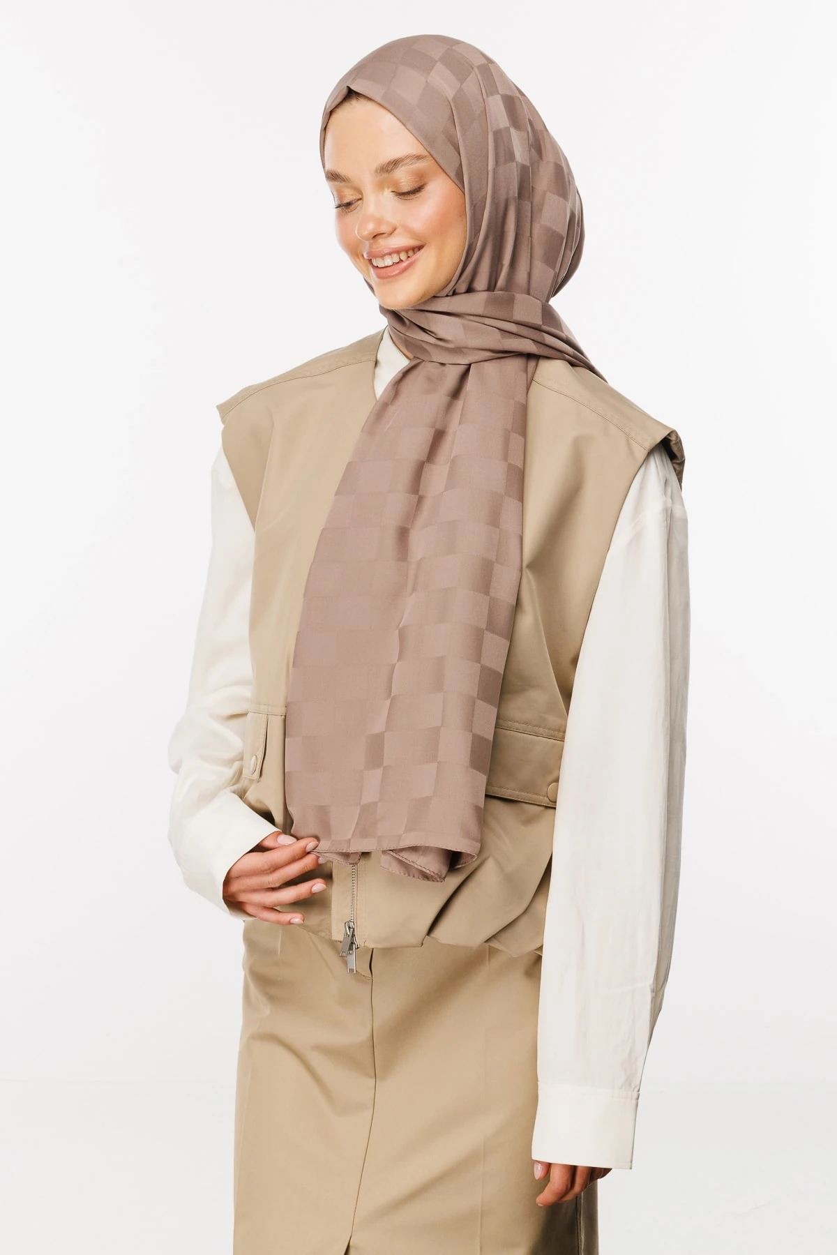 Toptan Dama Desen İpeksi Jakar Şal - Kanyon