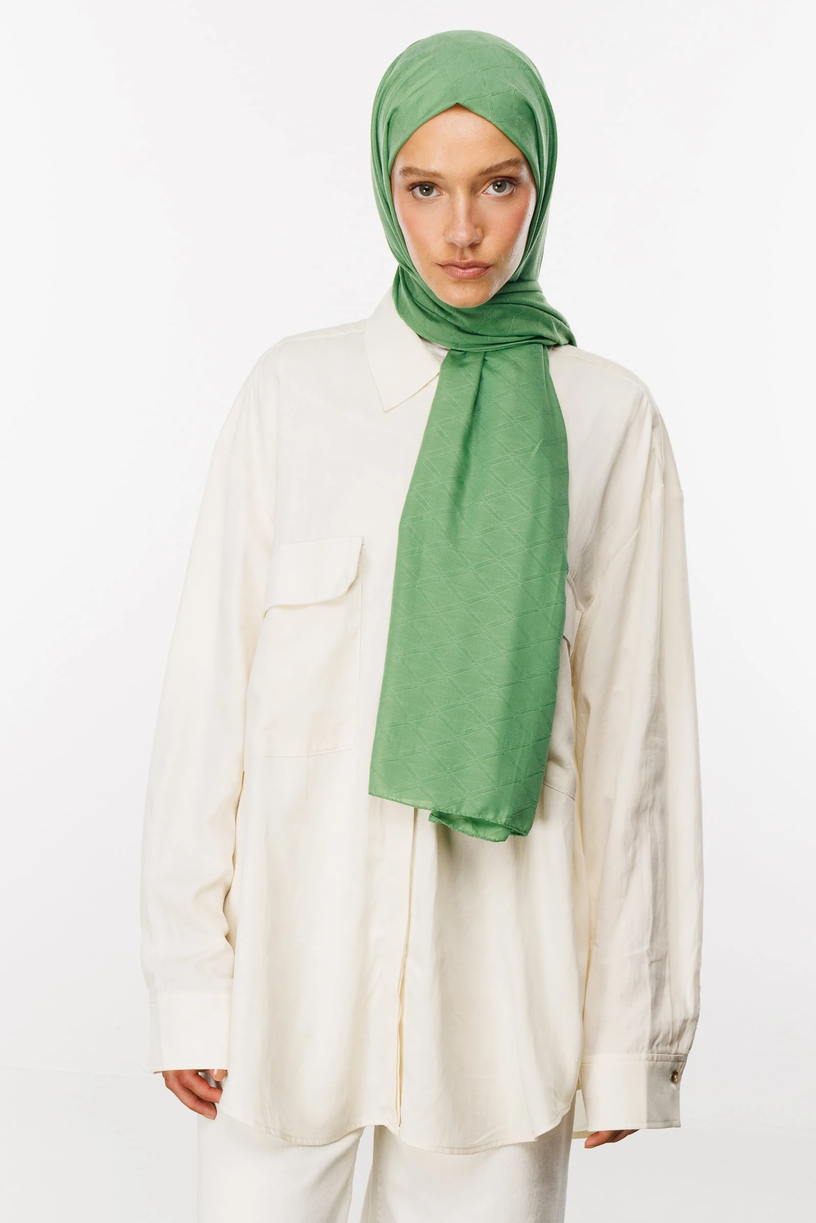 Bamboo Jacquard Shawl - Aqua Green