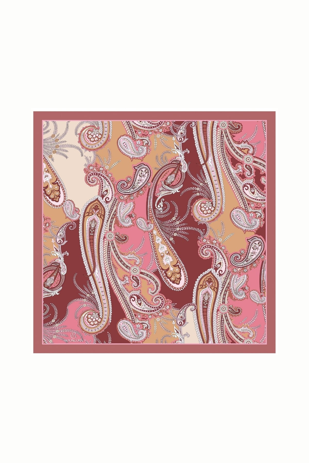 Toptan Virel Desen Pamuk Eşarp - Gül Kurusu