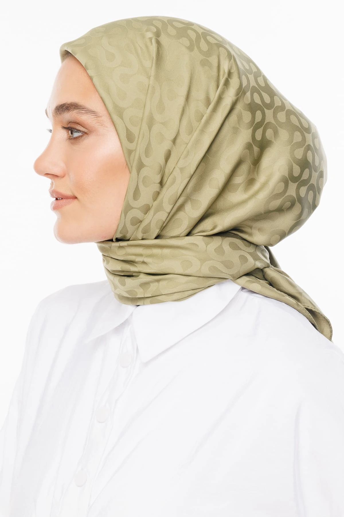 Moon Pattern Silky Jacquard Scarf - Soft Green