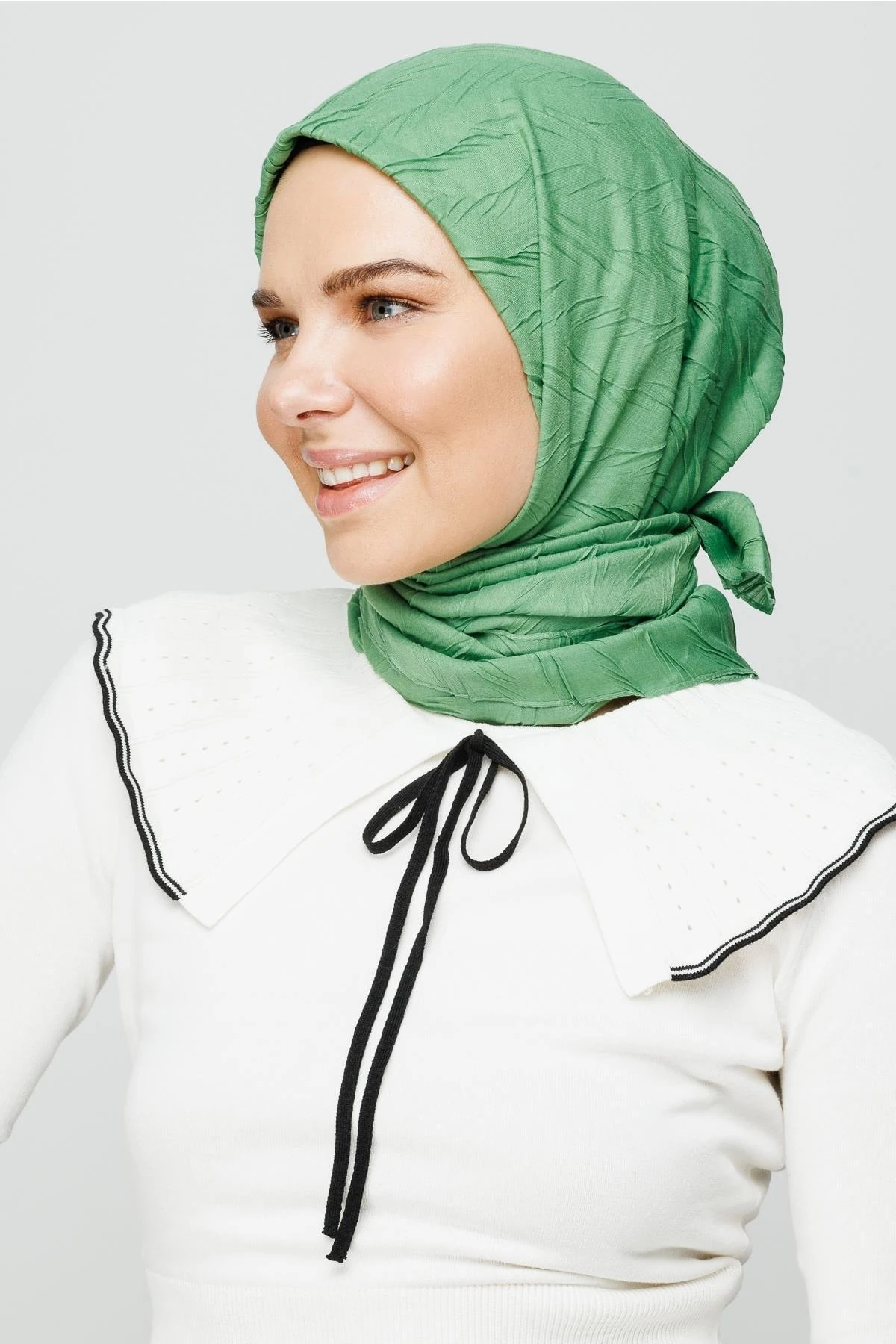 Pleated Bamboo Scarf - Aqua Green